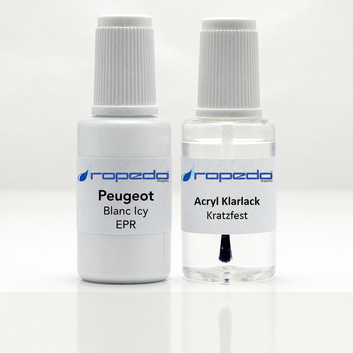 Peugeot EPR Blanc Icy Lackstift, 20 ml Basislack und 20 ml Klarlack