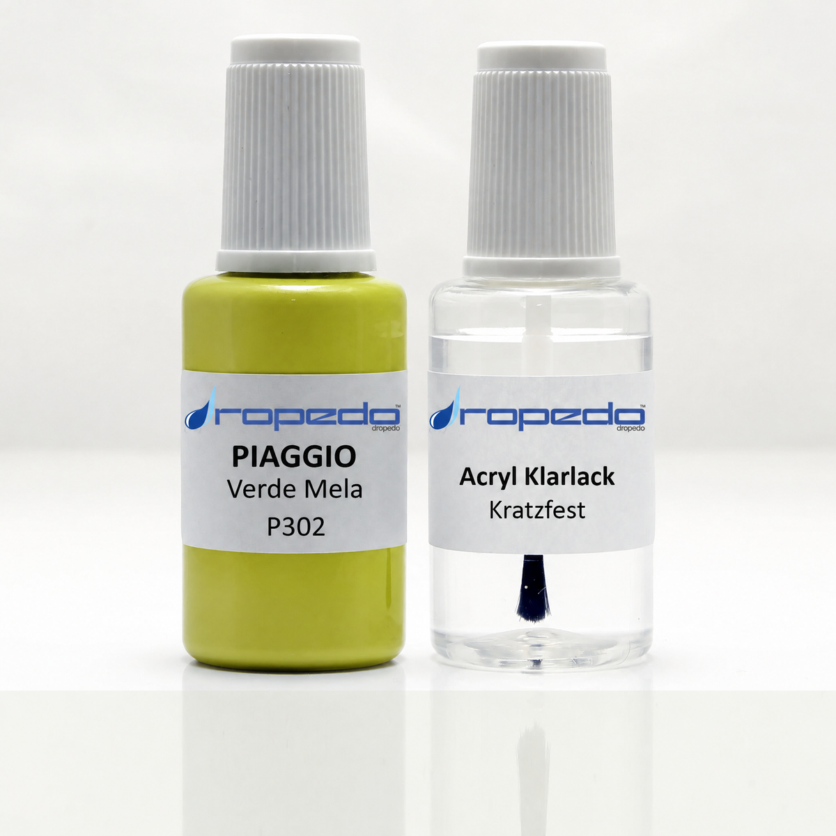 Lackstift-Set mit Klarlack für Piaggio P302 Verde Mela