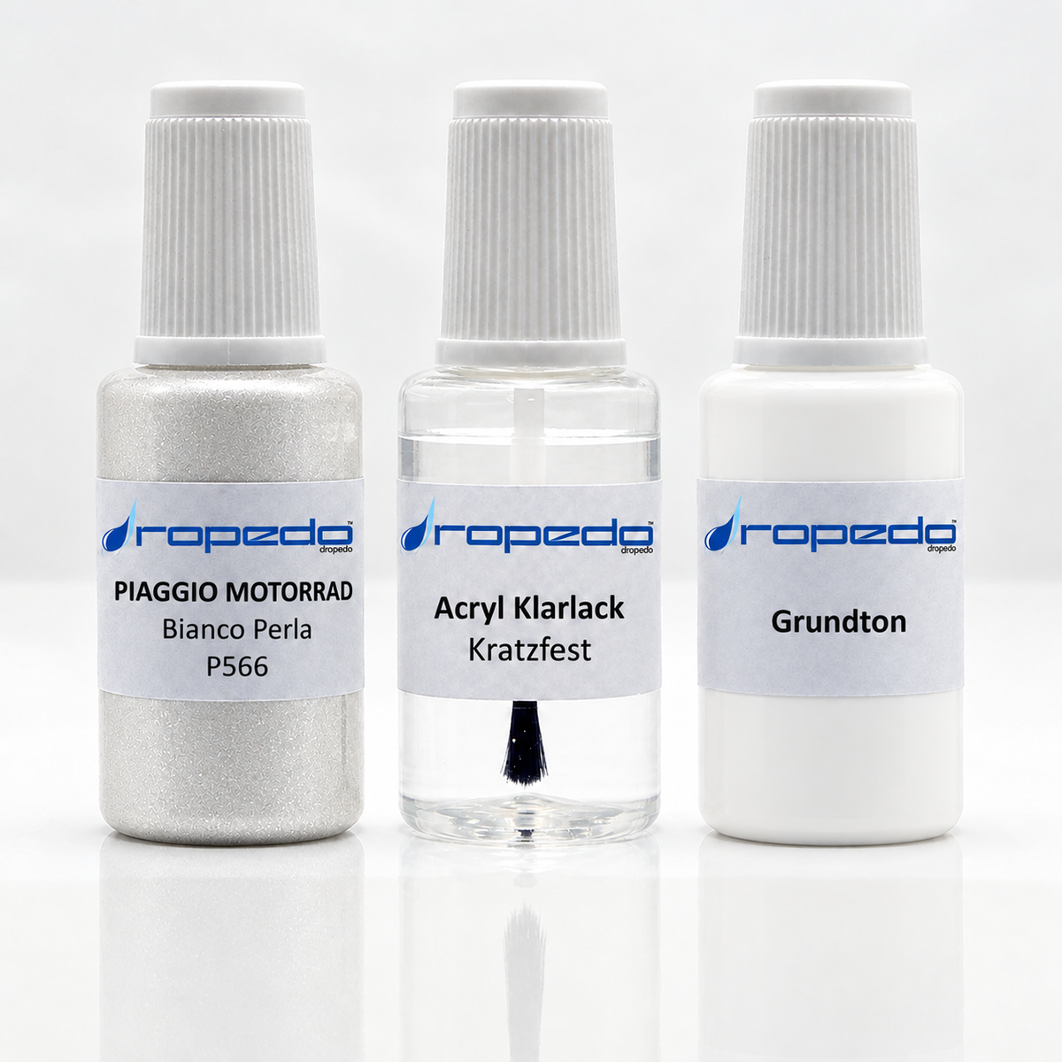 Piaggio Motorrad P566 Bianco Perla Lackstift-Set mit Grundton: Basislack, Klarlack und Grundton je 20 ml