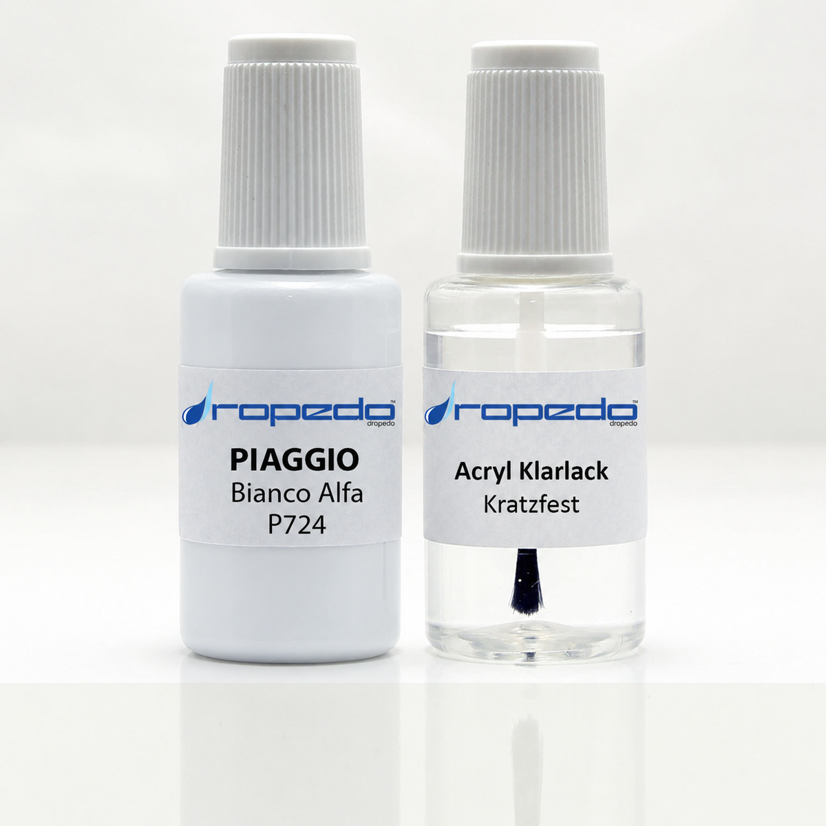 Lackstift-Set mit Klarlack für Piaggio P724 Bianco Alfa