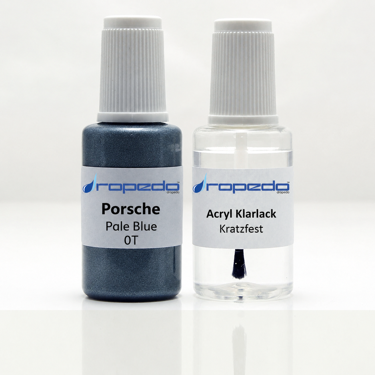 Porsche 0T Pale Blue Lackstift, 20 ml Basislack und 20 ml Klarlack