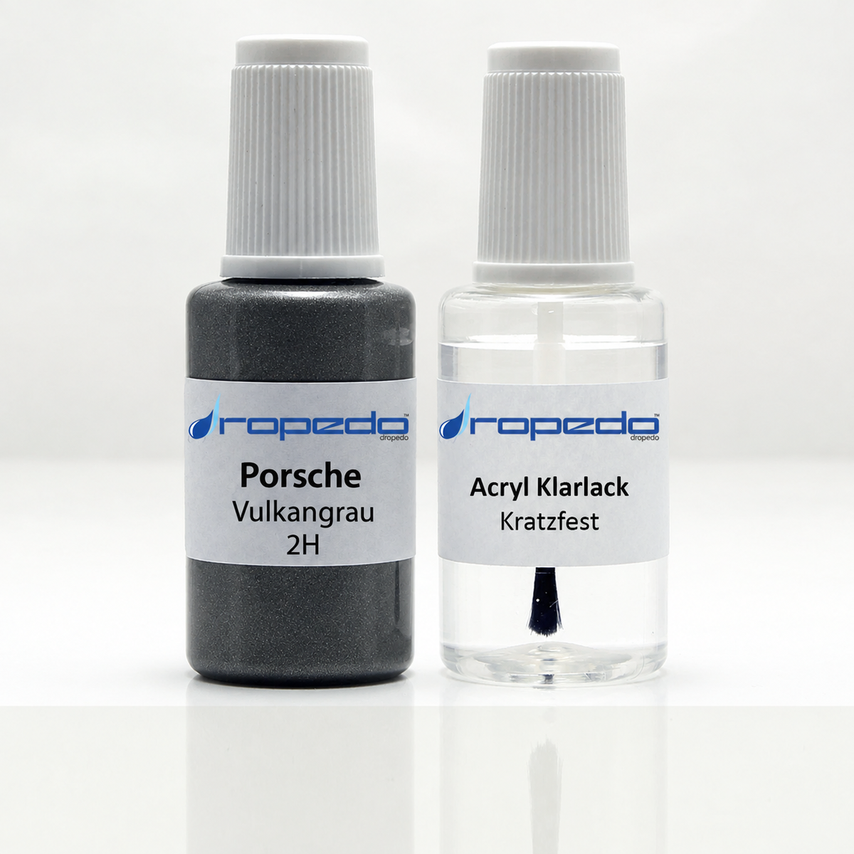 Porsche 2H Vulkangrau Lackstift, 20 ml Basislack und 20 ml Klarlack
