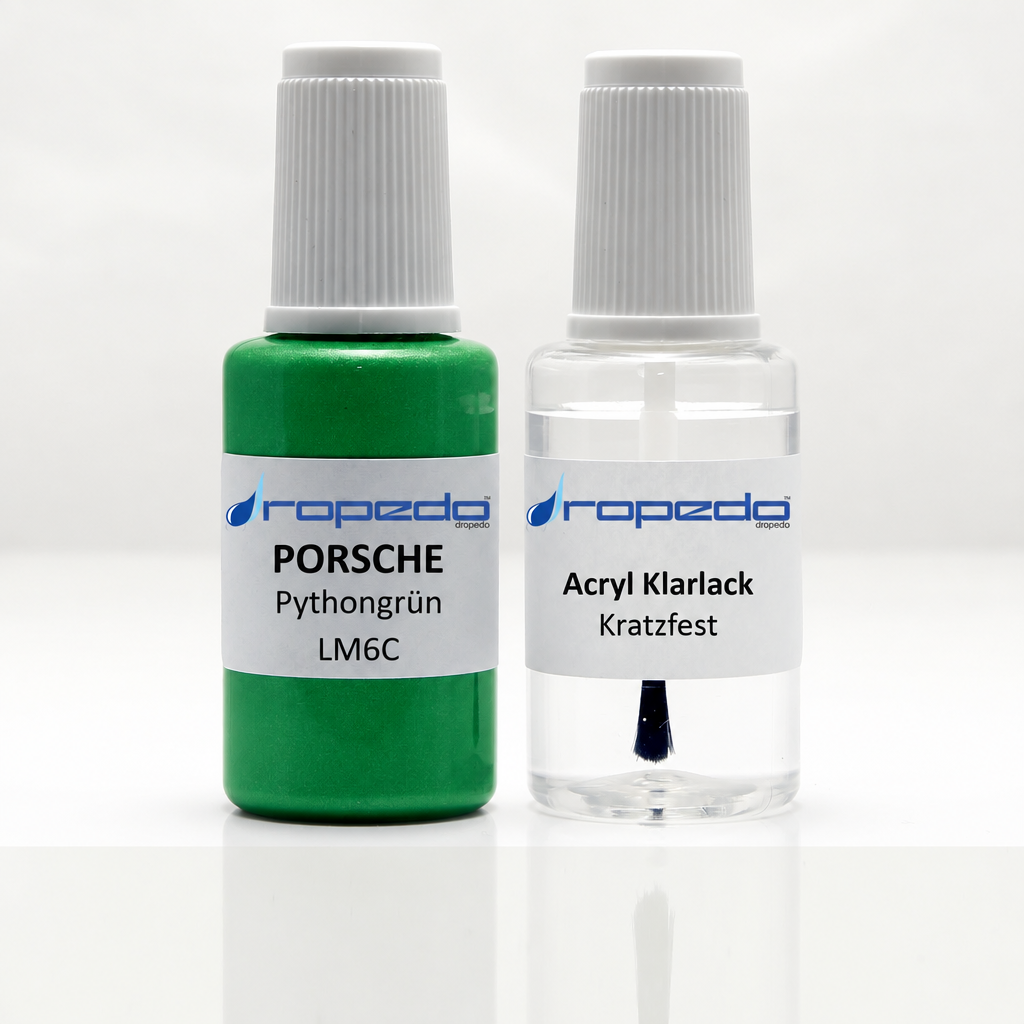 Lackstift-Set mit Klarlack für Porsche LM6C Pythongrün