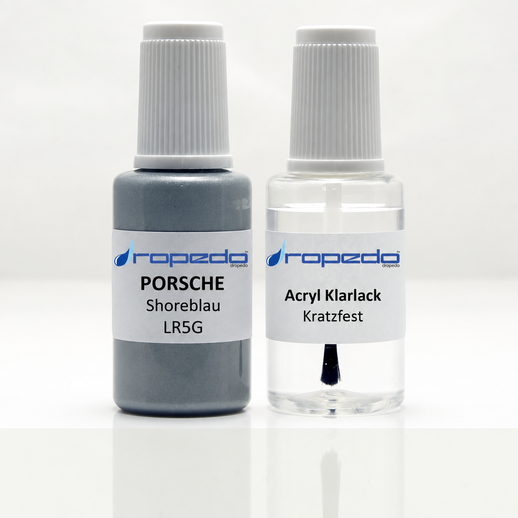 Lackstift-Set mit Klarlack für Porsche LR5G Shoreblau Metallic