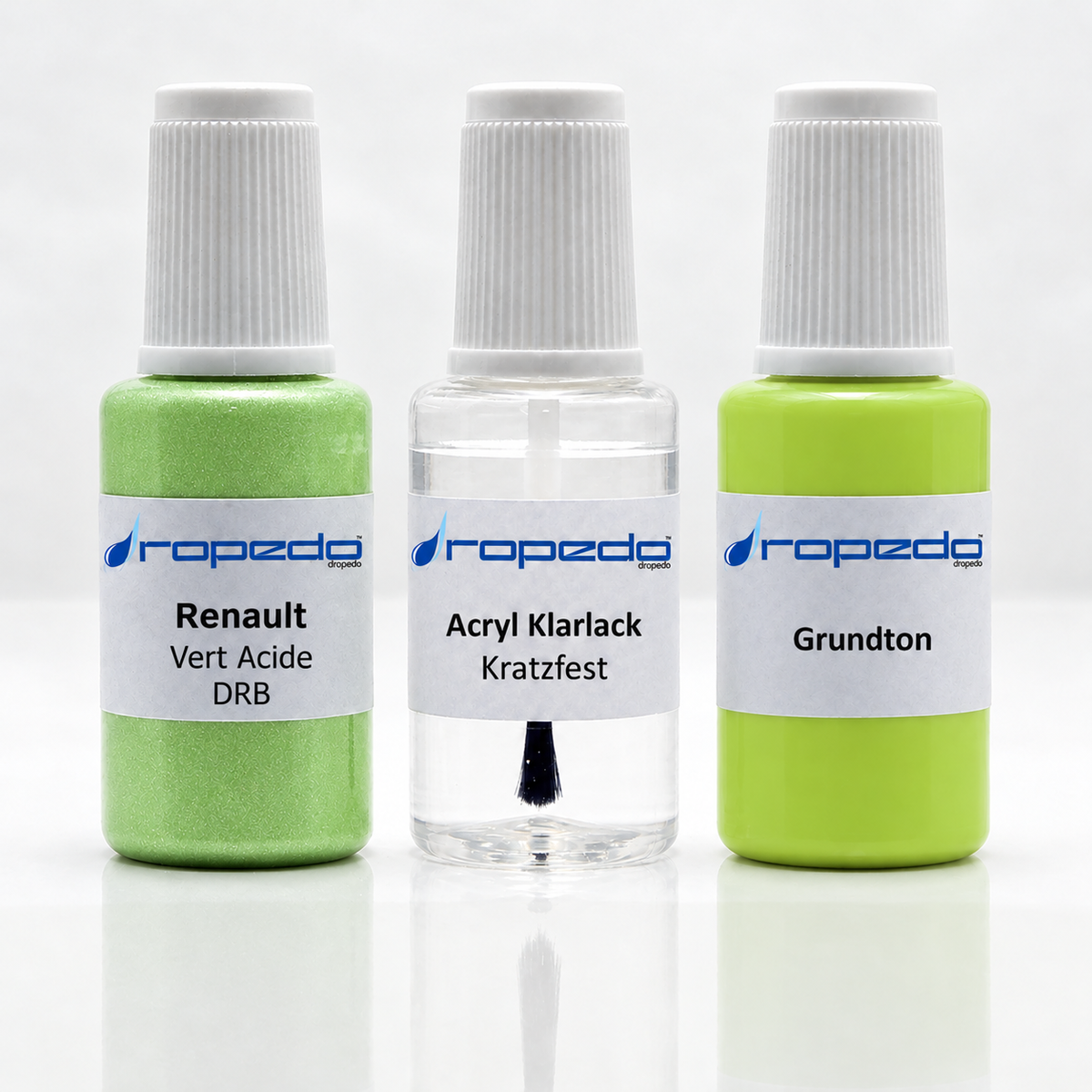 Renault DRB Vert Acide Lackstift-Set mit Grundton: Basislack, Klarlack und Grundton je 20 ml