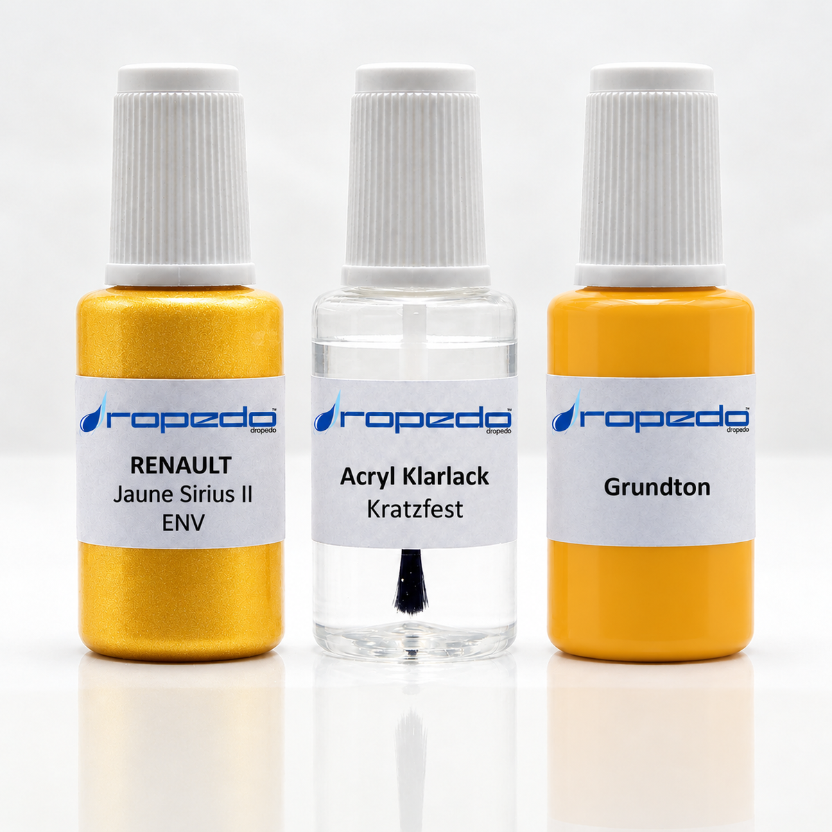 Renault ENV Jaune Sirius II Lackstift-Set mit Grundton: Basislack, Klarlack und Grundton je 20 ml