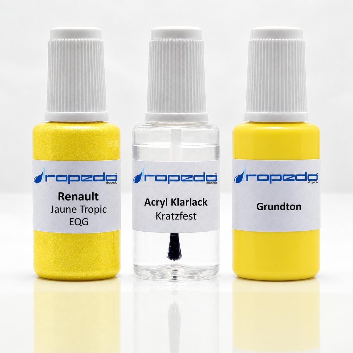 Renault EQG Jaune Tropic Lackstift-Set mit Grundton: Basislack, Klarlack und Grundton je 20 ml