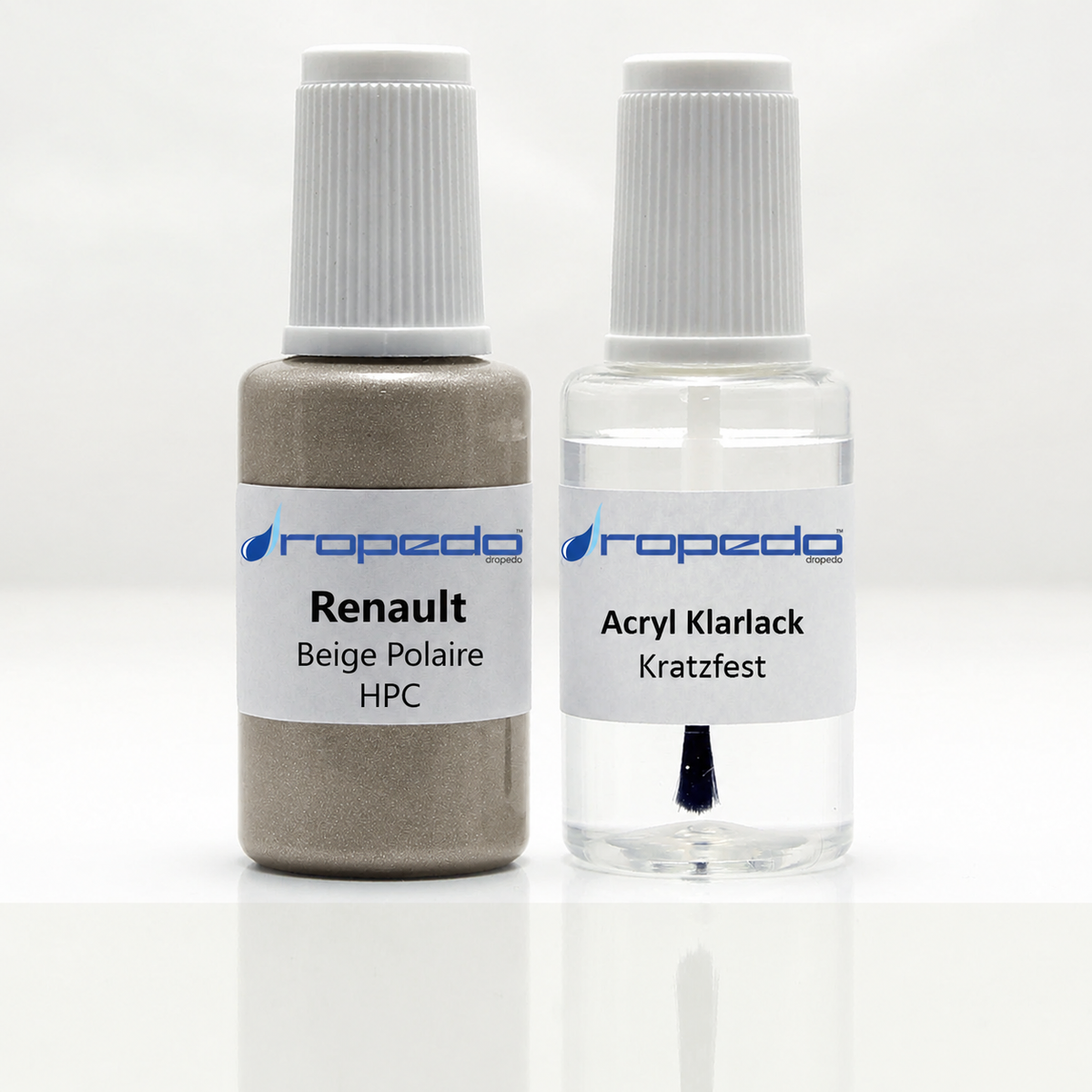 Renault HPC Beige Polaire Lackstift, 20 ml Basislack und 20 ml Klarlack
