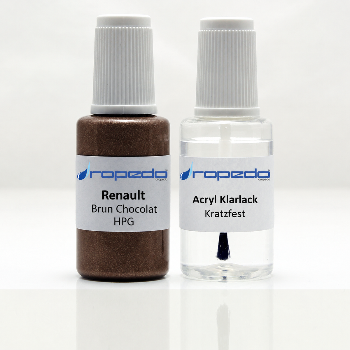 Renault HPG Brun Chocolat Lackstift, 20 ml Basislack und 20 ml Klarlack