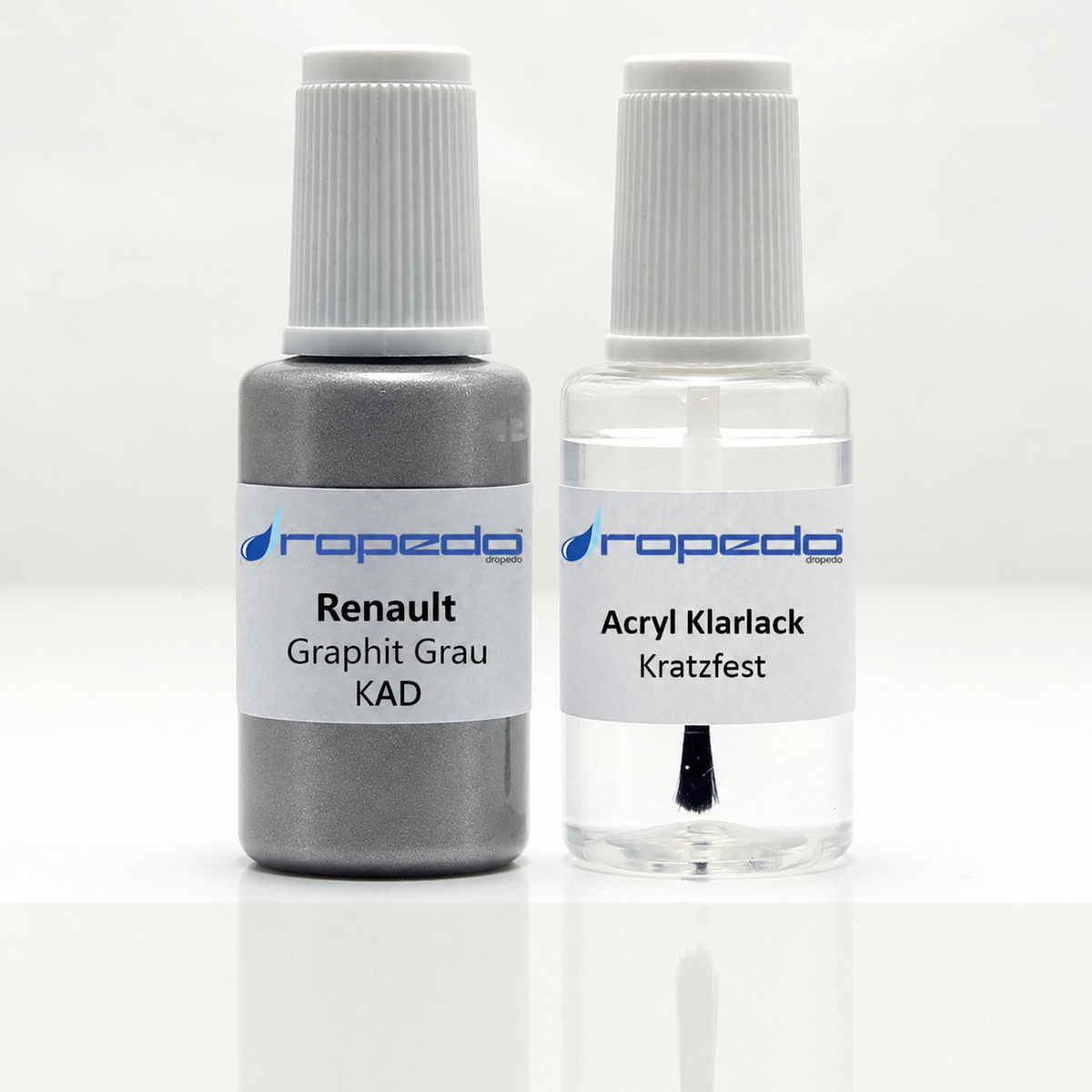 Renault KAD Graphit Grau Lackstift, 20 ml Basislack und 20 ml Klarlack