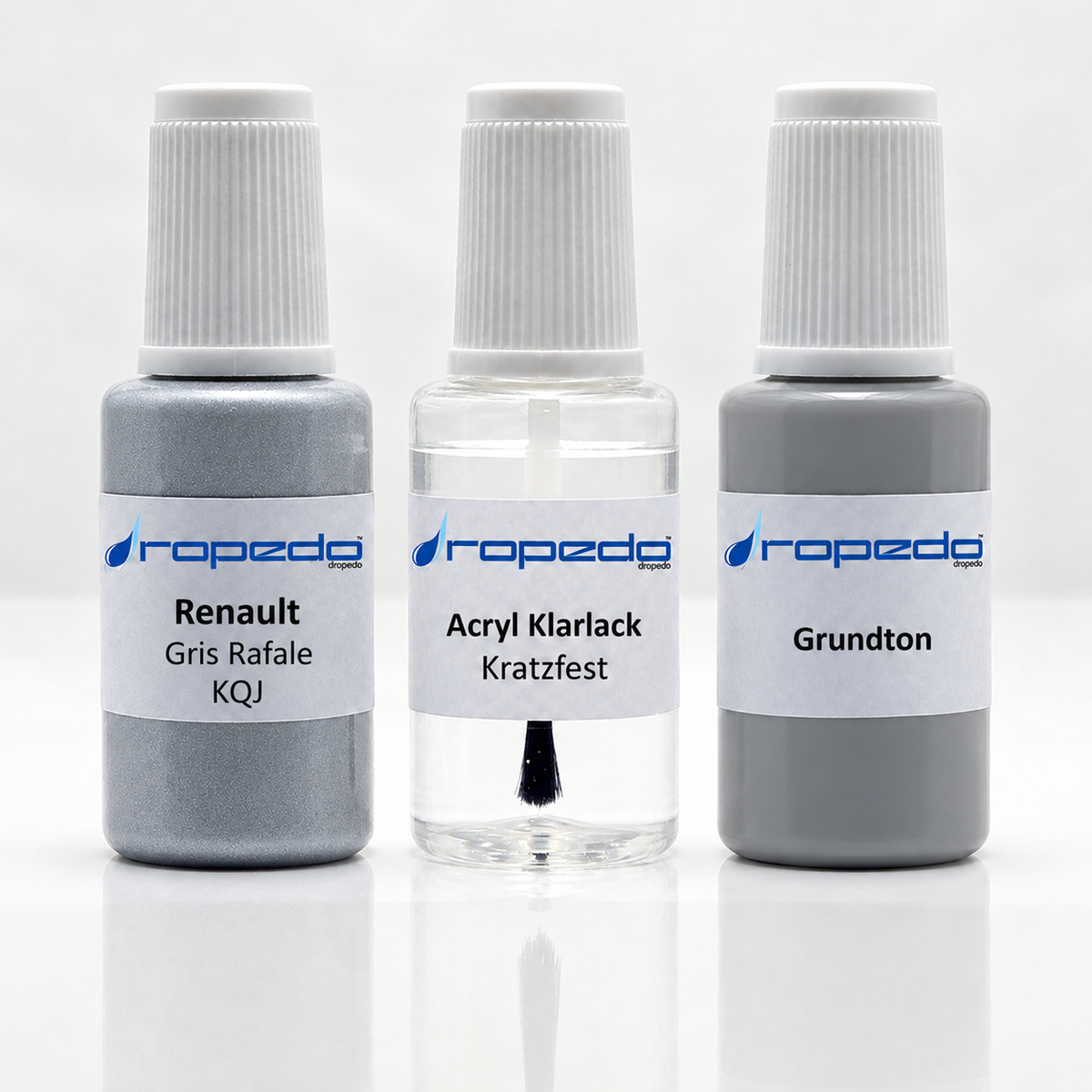 Renault KQJ Gris Rafale Lackstift-Set mit Grundton: Basislack, Klarlack und Grundton je 20 ml