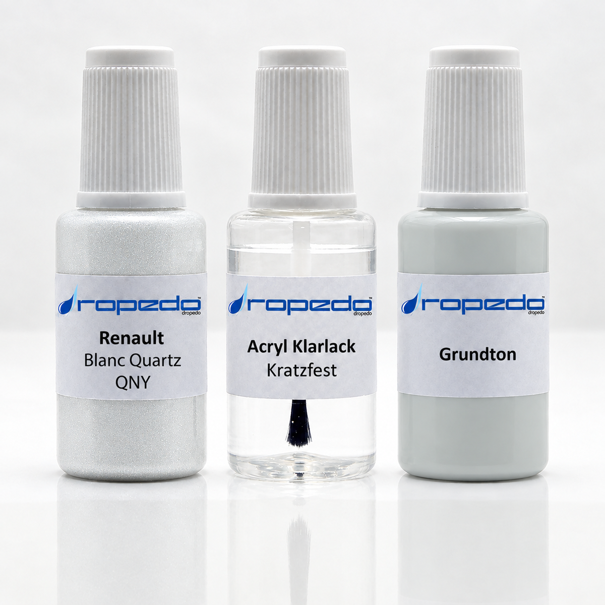 Renault QNY Blanc Quartz Lackstift-Set mit Grundton: Basislack, Klarlack und Grundton je 20 ml