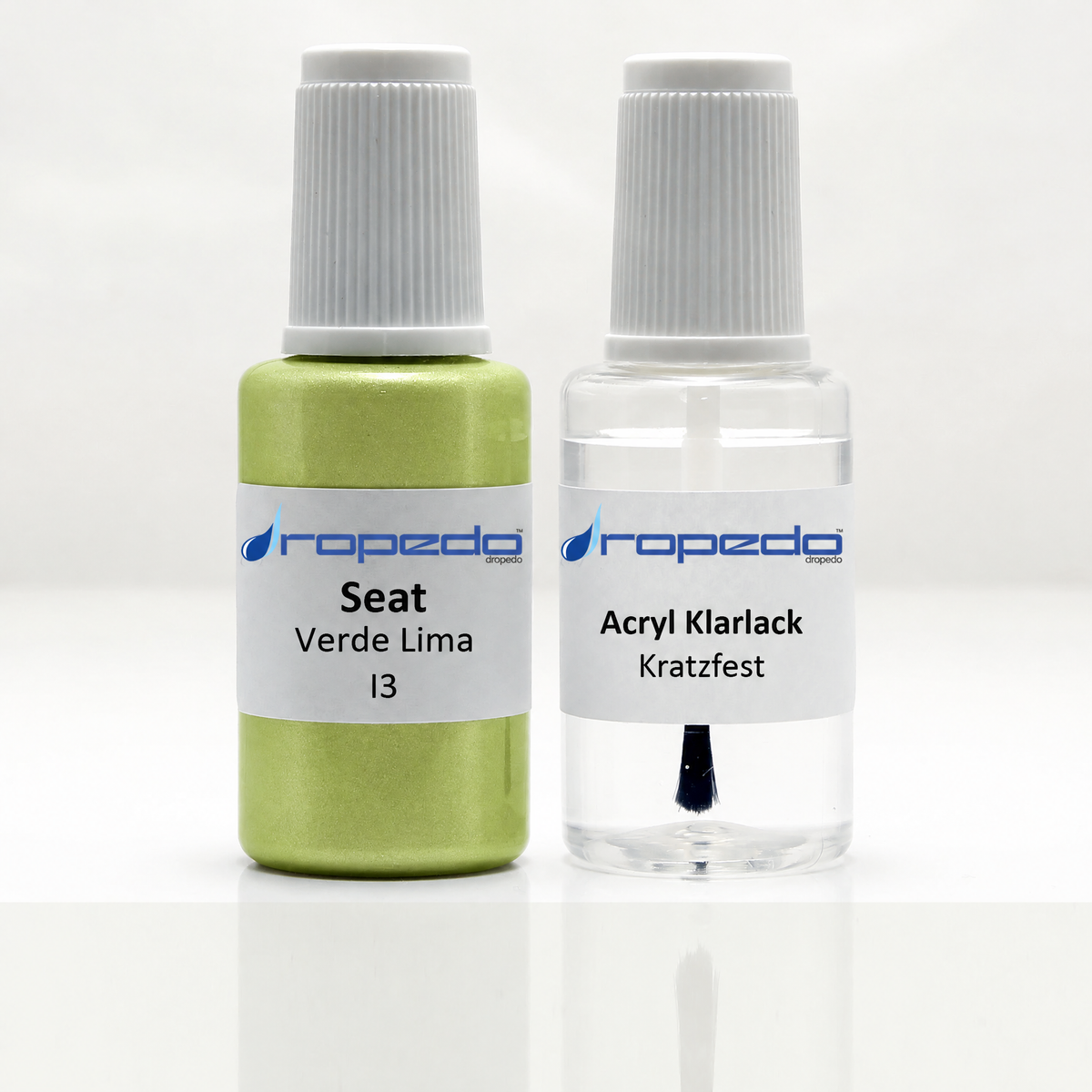 Seat I3 Verde Lima Lackstift, 20 ml Basislack und 20 ml Klarlack