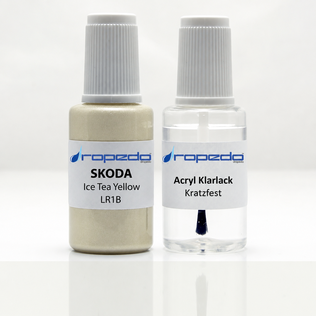 Lackstift-Set mit Klarlack für Skoda LR1B Ice Tea Yellow Metallic