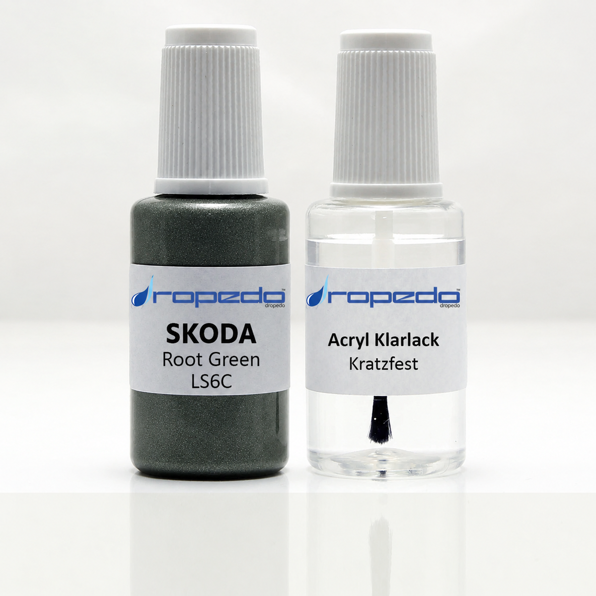 Lackstift-Set mit Klarlack für Skoda LS6C Root Green Metallic