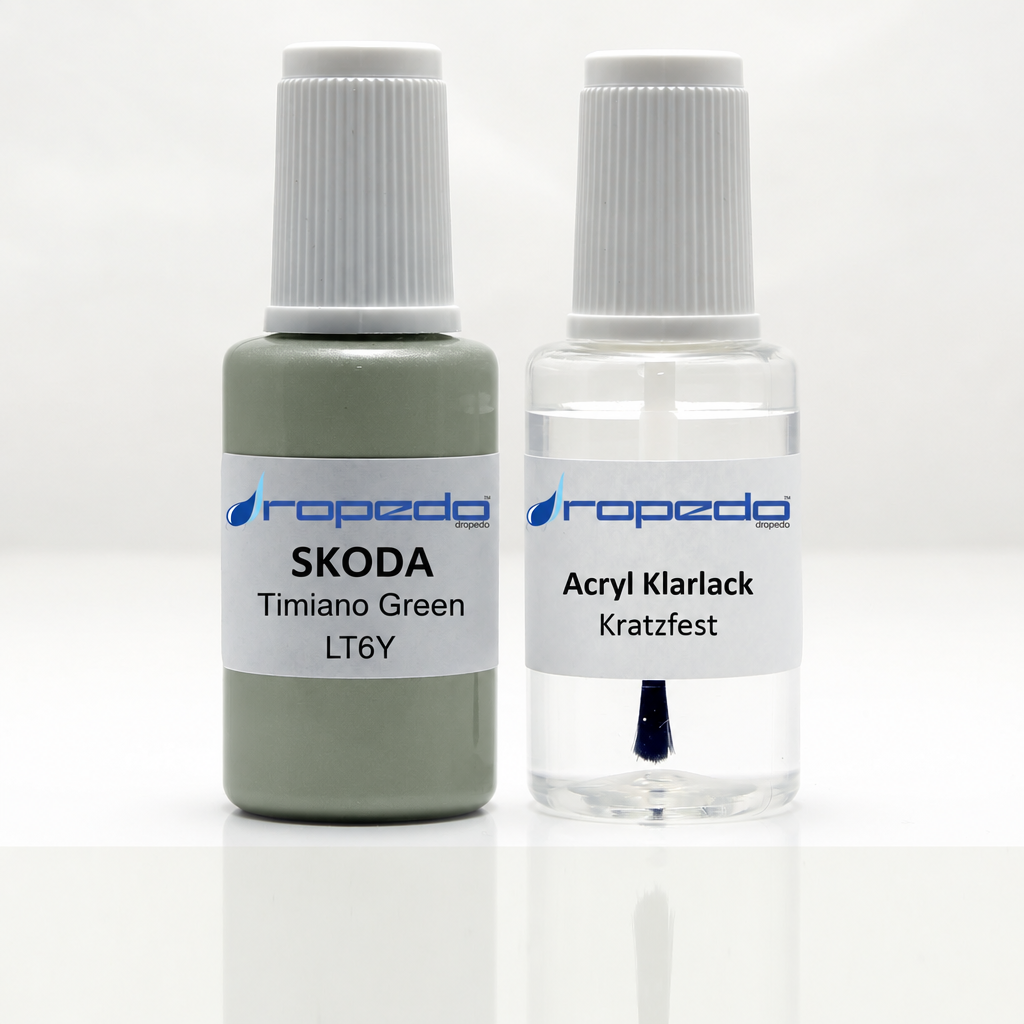 Lackstift-Set mit Klarlack für Skoda LT6Y Timiano Green