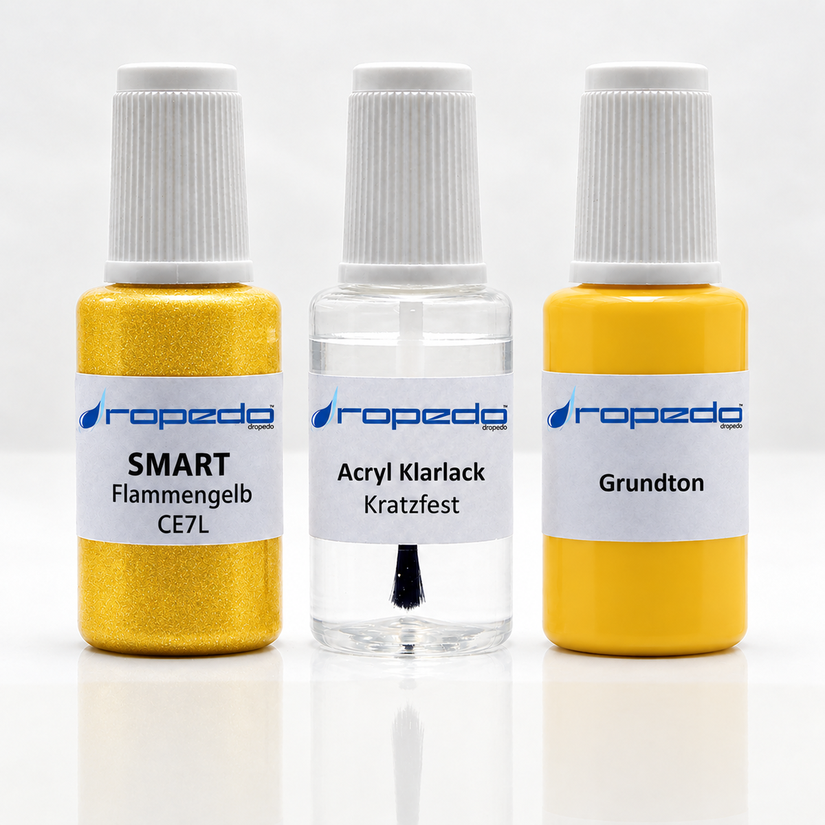 Smart CE7L Flammengelb Lackstift-Set mit Grundton: Basislack, Klarlack und Grundton je 20 ml