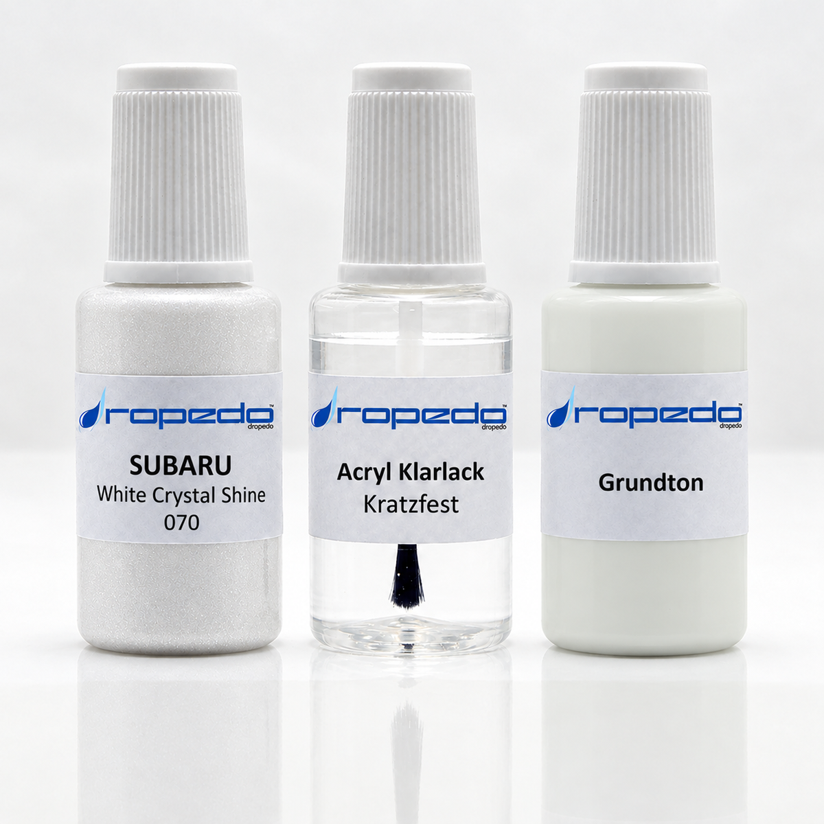 Subaru 070 White Crystal Shine Lackstift-Set mit Grundton: Basislack, Klarlack und Grundton je 20 ml