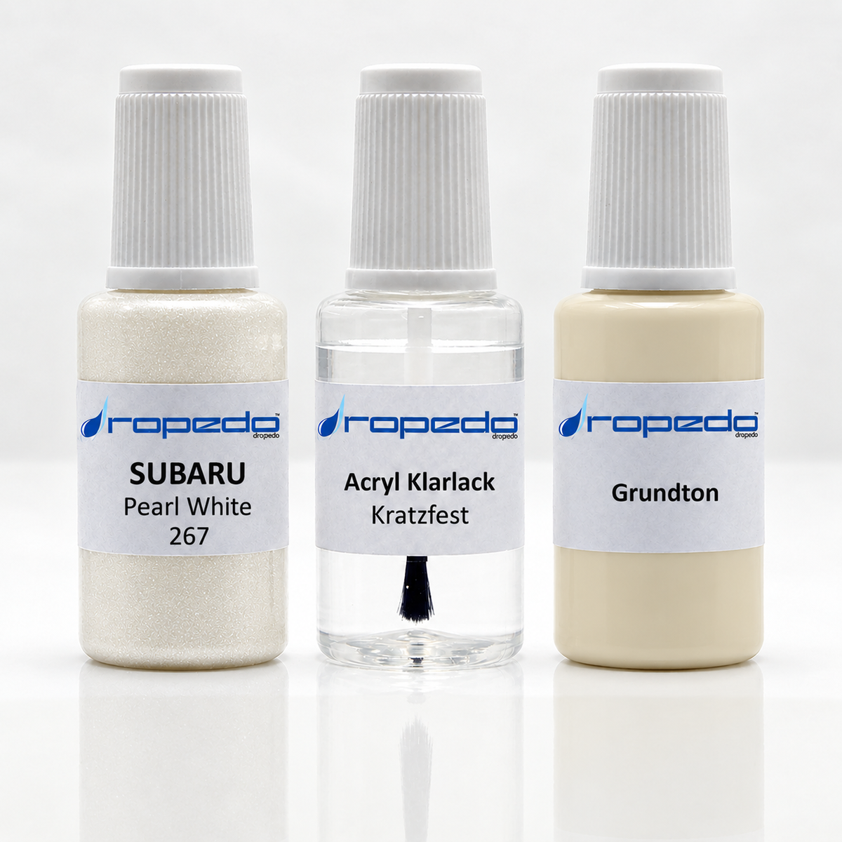 Subaru 267 Pearl White Lackstift-Set mit Grundton: Basislack, Klarlack und Grundton je 20 ml