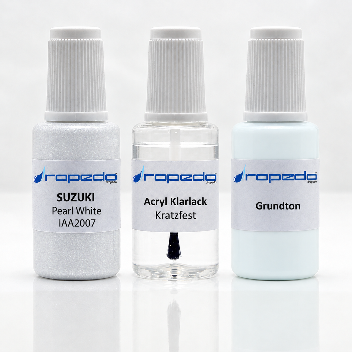 Suzuki IAA2007 Pearl White Lackstift-Set mit Grundton: Basislack, Klarlack und Grundton je 20 ml