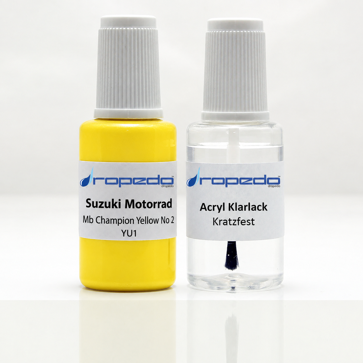 Lackstift-Set für Suzuki Motorrad YU1 Mb Champion Yellow No 2: 20 ml Basislack und 20 ml Klarlack
