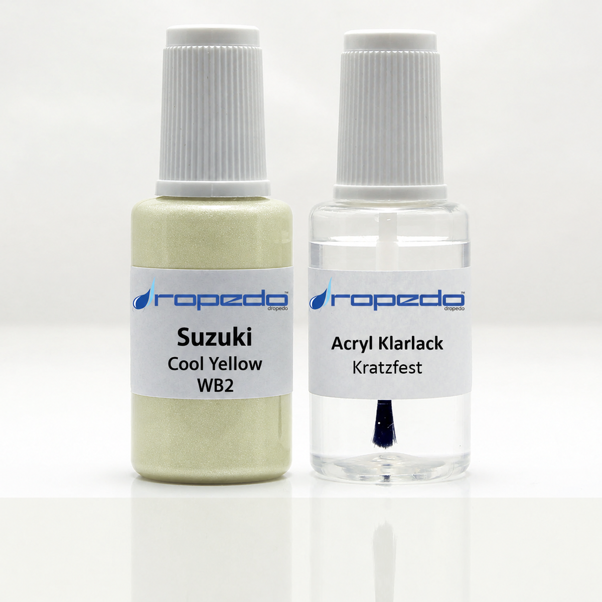 Suzuki WB2 Cool Yellow Lackstift, 20 ml Basislack und 20 ml Klarlack