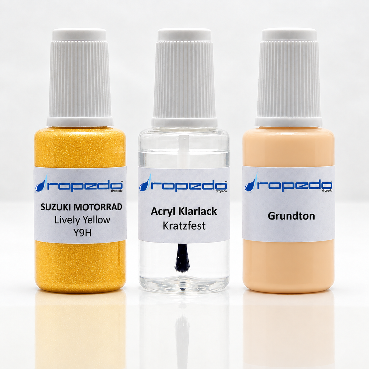 Suzuki Motorrad Y9H Lively Yellow Lackstift-Set mit Grundton: Basislack, Klarlack und Grundton je 20 ml