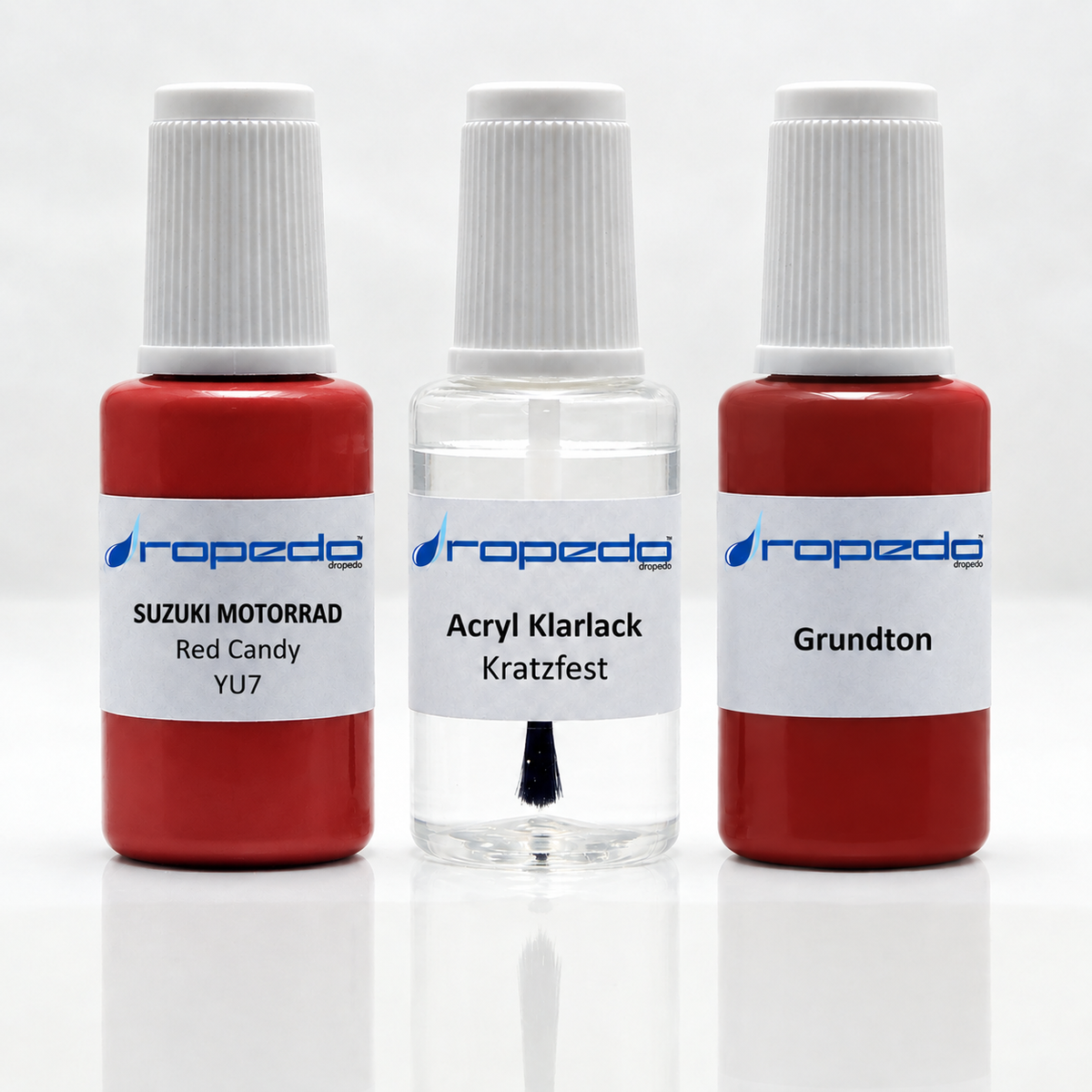 Suzuki Motorrad YU7 Red Candy Lackstift-Set mit Grundton: Basislack, Klarlack und Grundton je 20 ml