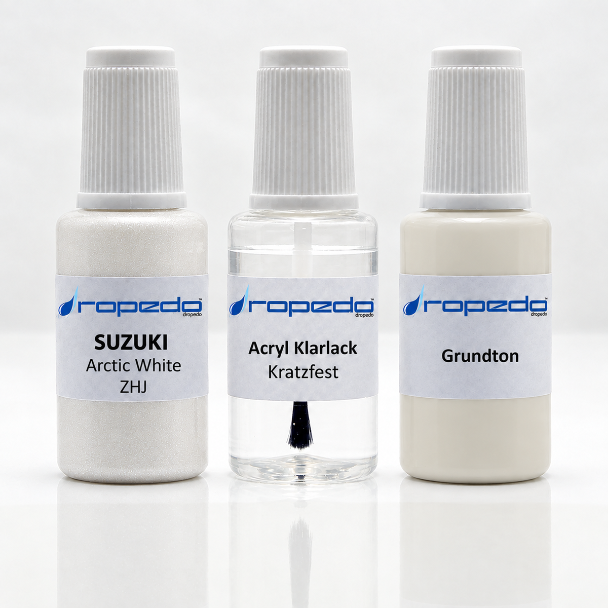 Suzuki ZHJ Arctic White Lackstift-Set mit Grundton: Basislack, Klarlack und Grundton je 20 ml