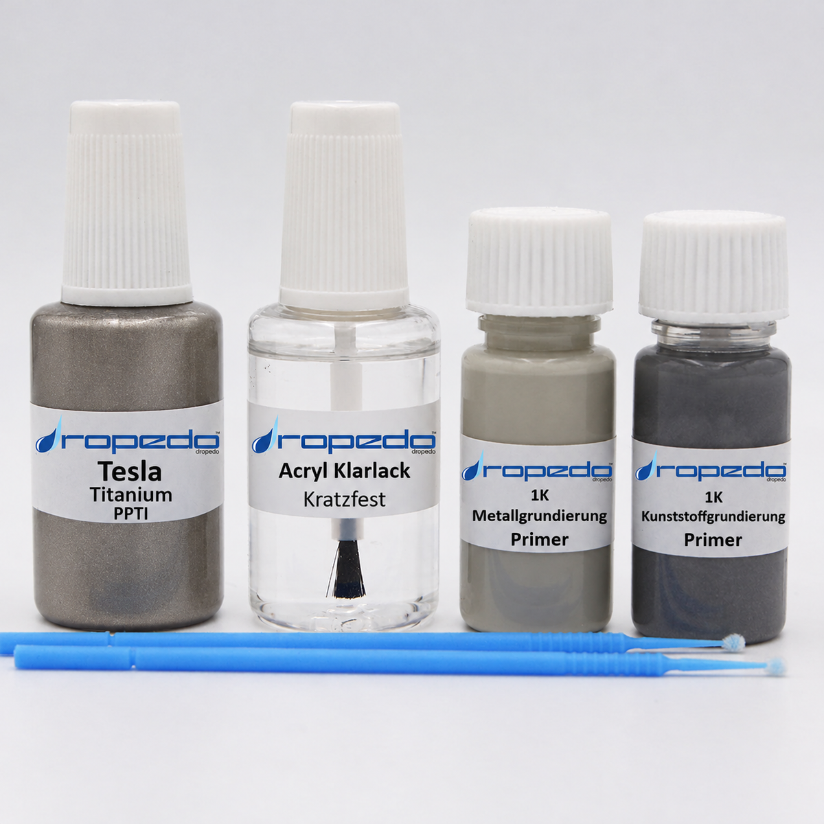 Tesla PPTI Titanium Lackstift, 20 ml Basislack und 20 ml Klarlack