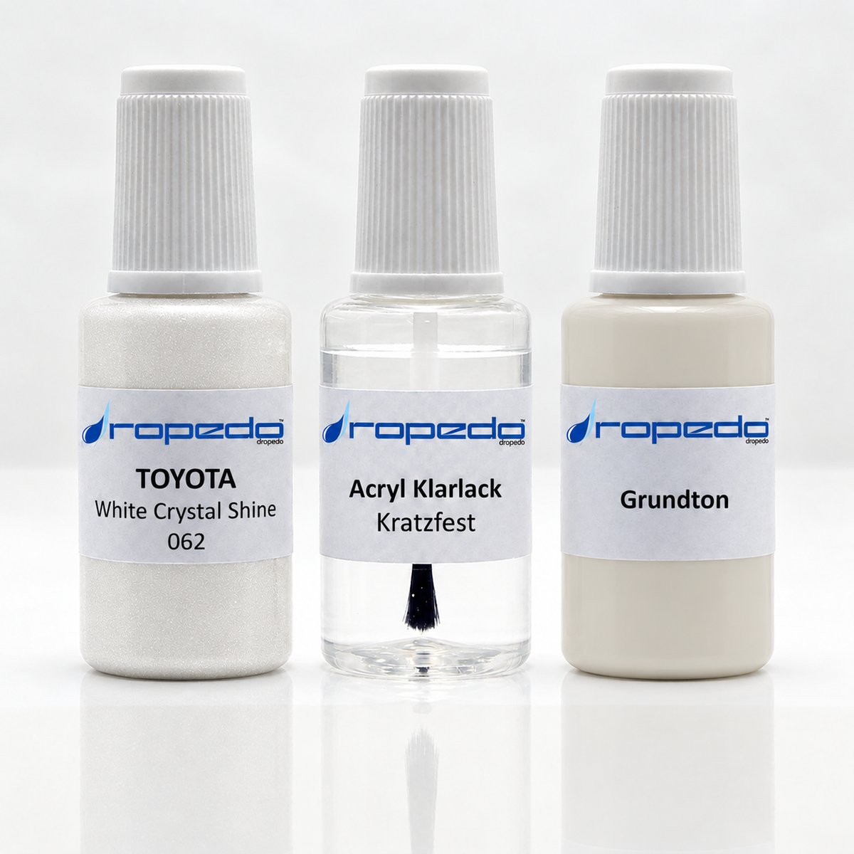 Toyota 062 White Crystal Shine Lackstift-Set mit Grundton: Basislack, Klarlack und Grundton je 20 ml