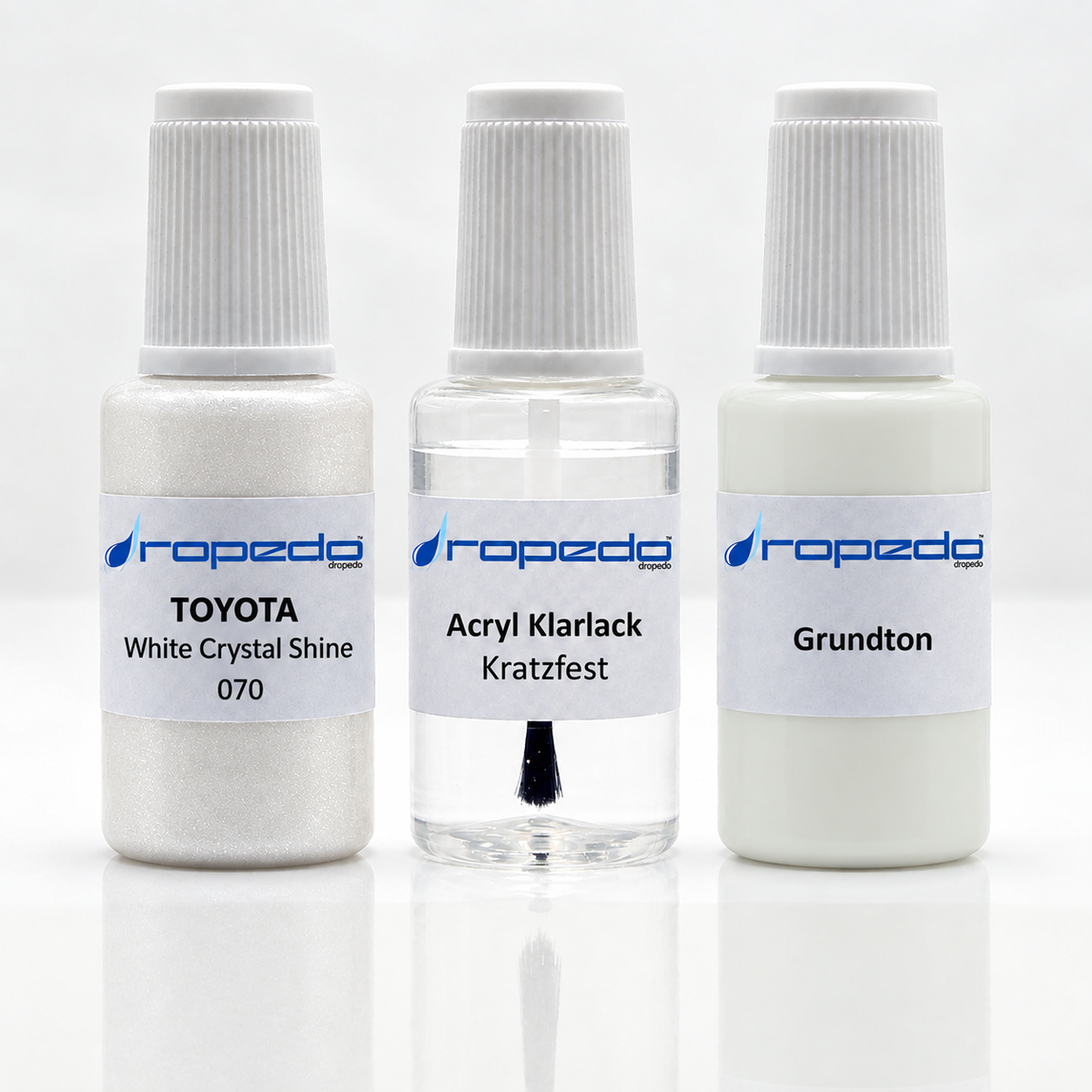 Toyota 070 White Crystal Shine Lackstift-Set mit Grundton: Basislack, Klarlack und Grundton je 20 ml