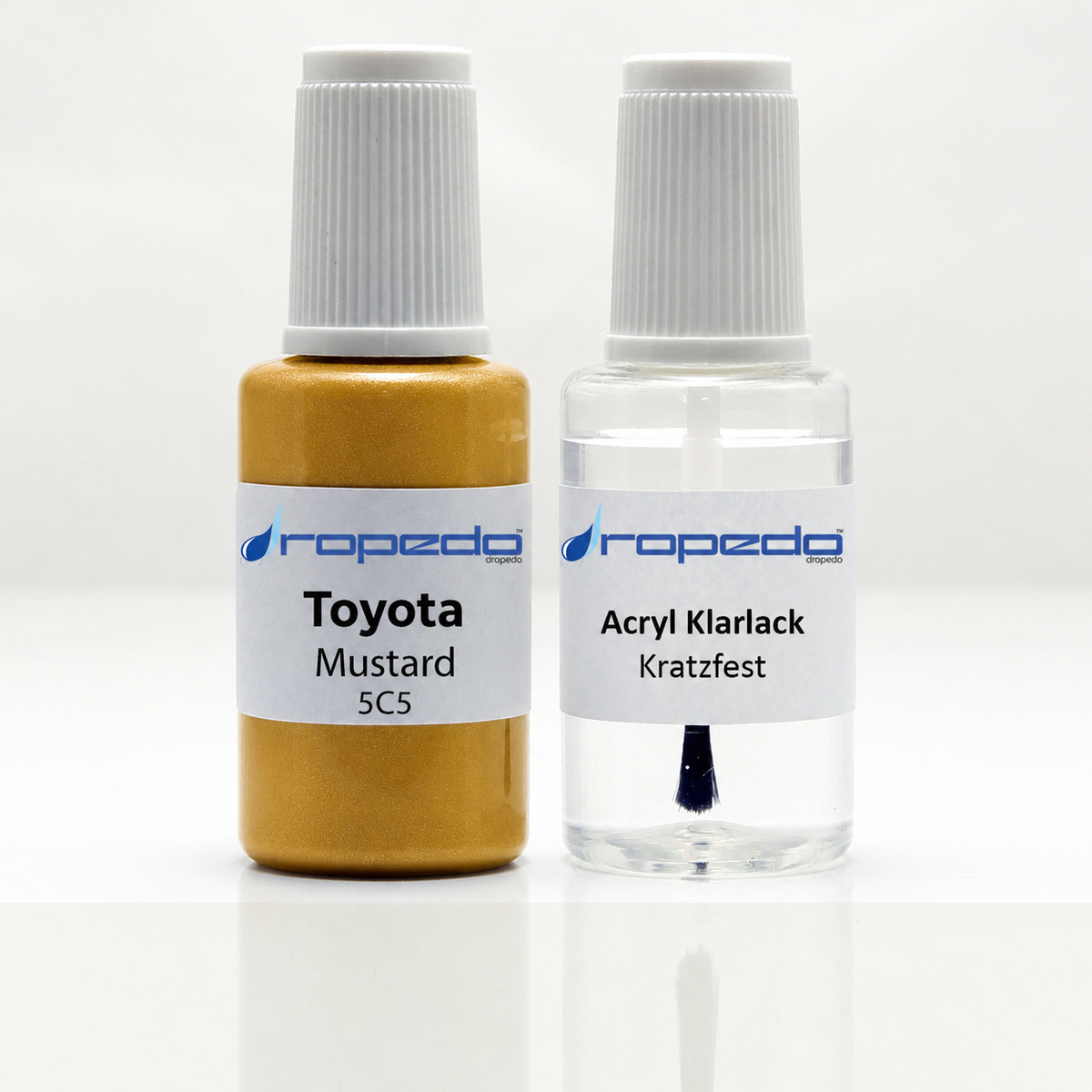 Toyota 5C5 Mustard Lackstift, 20 ml Basislack und 20 ml Klarlack