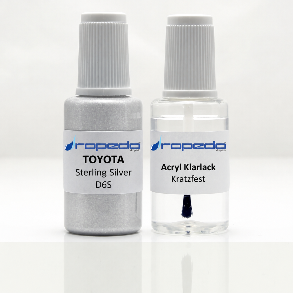 Lackstift-Set mit Klarlack für Toyota D6S Sterling Silver Metallic