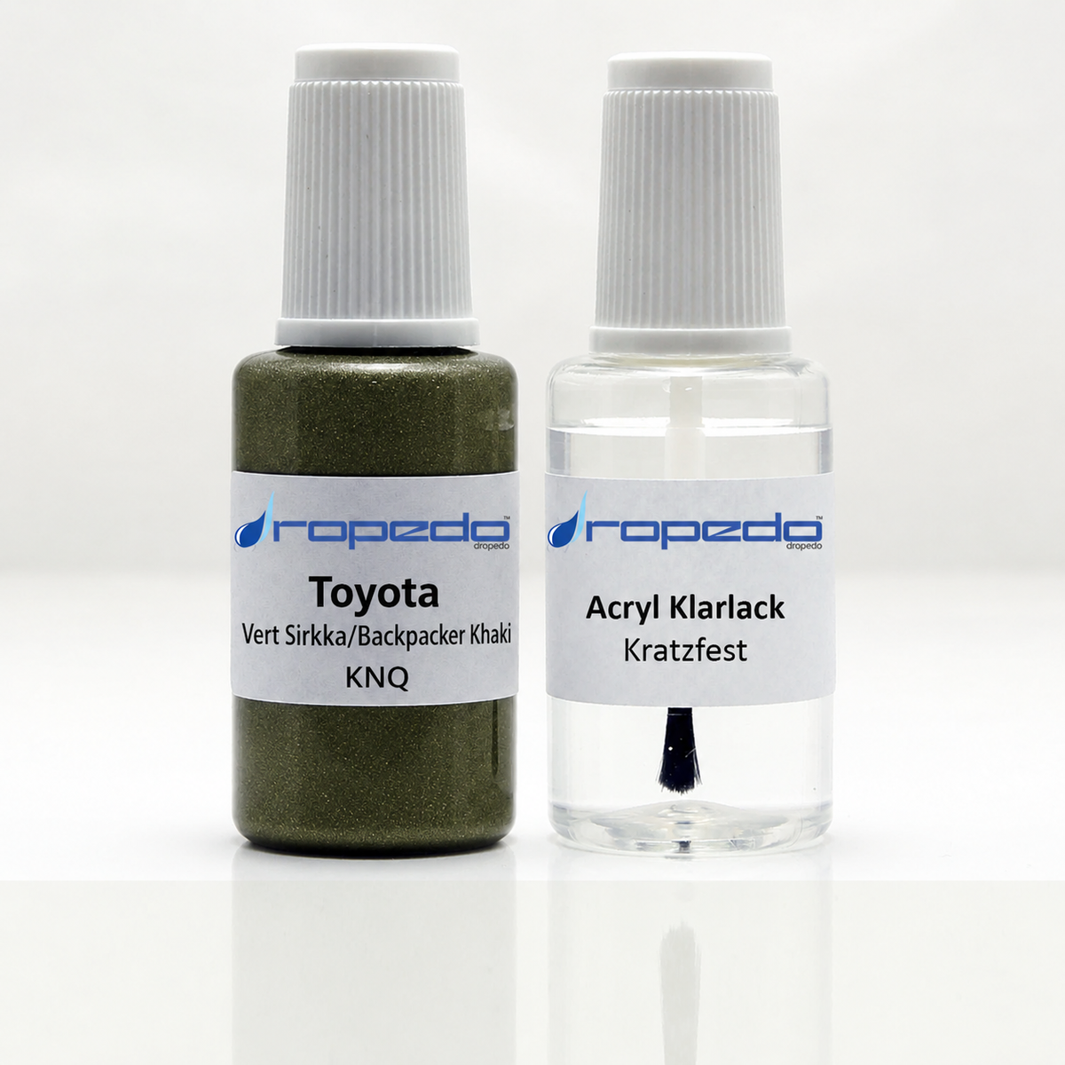 Toyota KNQ Vert Sirkka/Backpacker Khaki Lackstift, 20 ml Basislack und 20 ml Klarlack