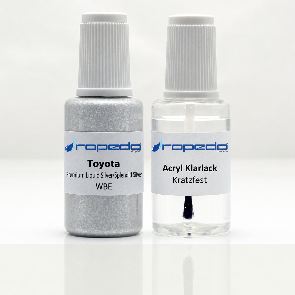 Toyota WBE Premium Liquid Silver/Splendid Silver Lackstift, 20 ml Basislack und 20 ml Klarlack