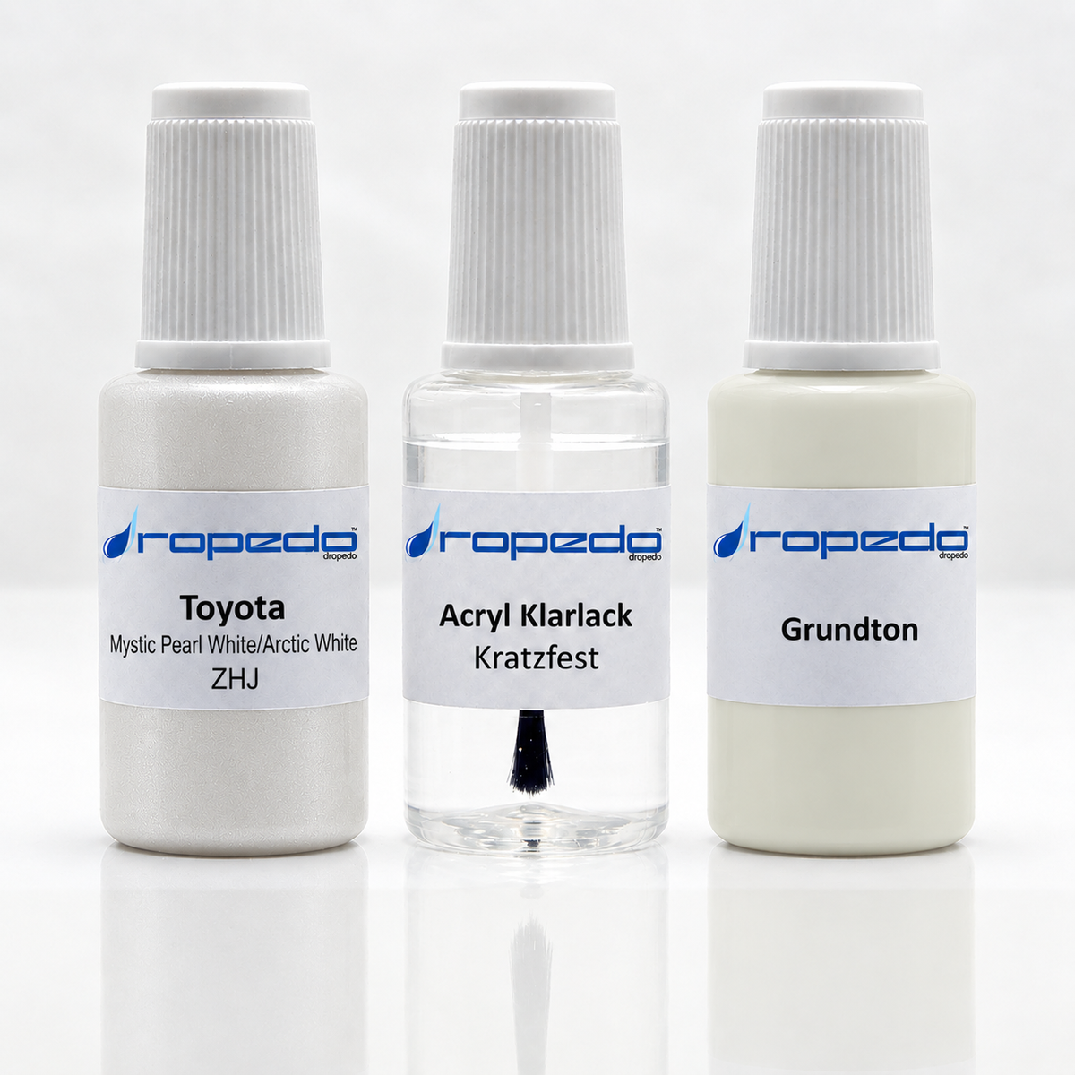 Toyota ZHJ Mystic Pearl White/Arctic White Lackstift-Set mit Grundton: Basislack, Klarlack und Grundton je 20 ml