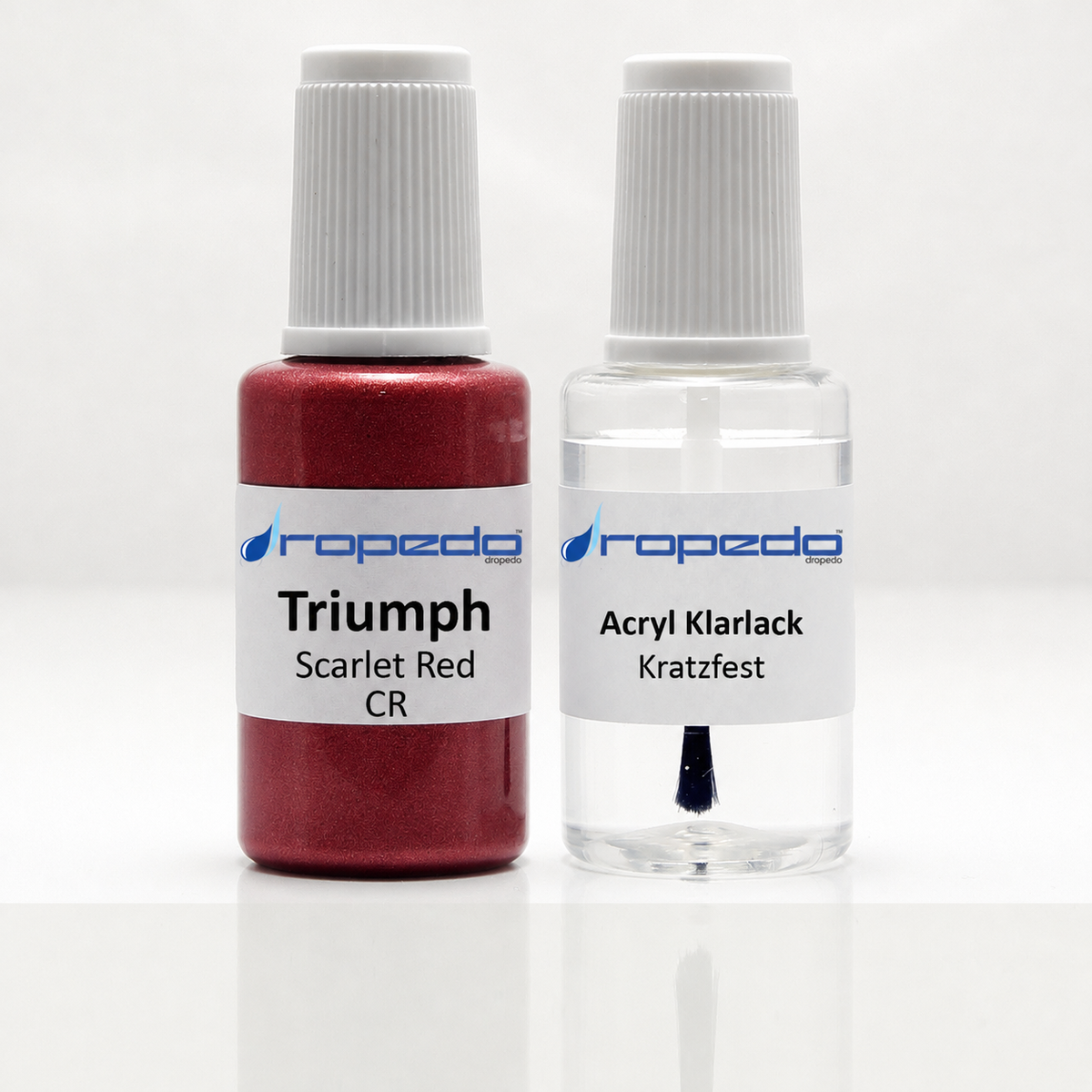 Triumph Motorrad CR Scarlet Red Lackstift, 20 ml Basislack und 20 ml Klarlack