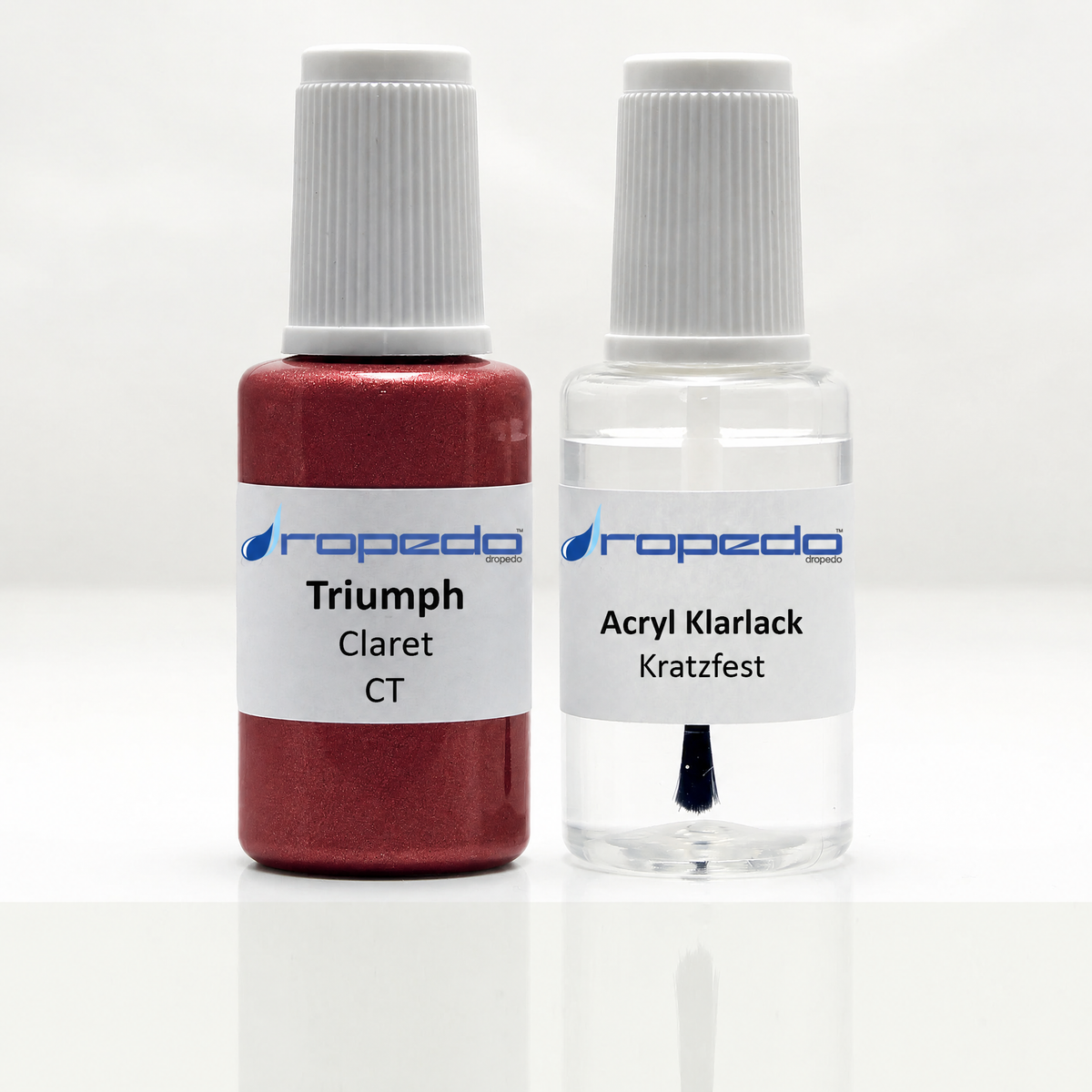 Triumph Motorrad CT Claret Lackstift, 20 ml Basislack und 20 ml Klarlack