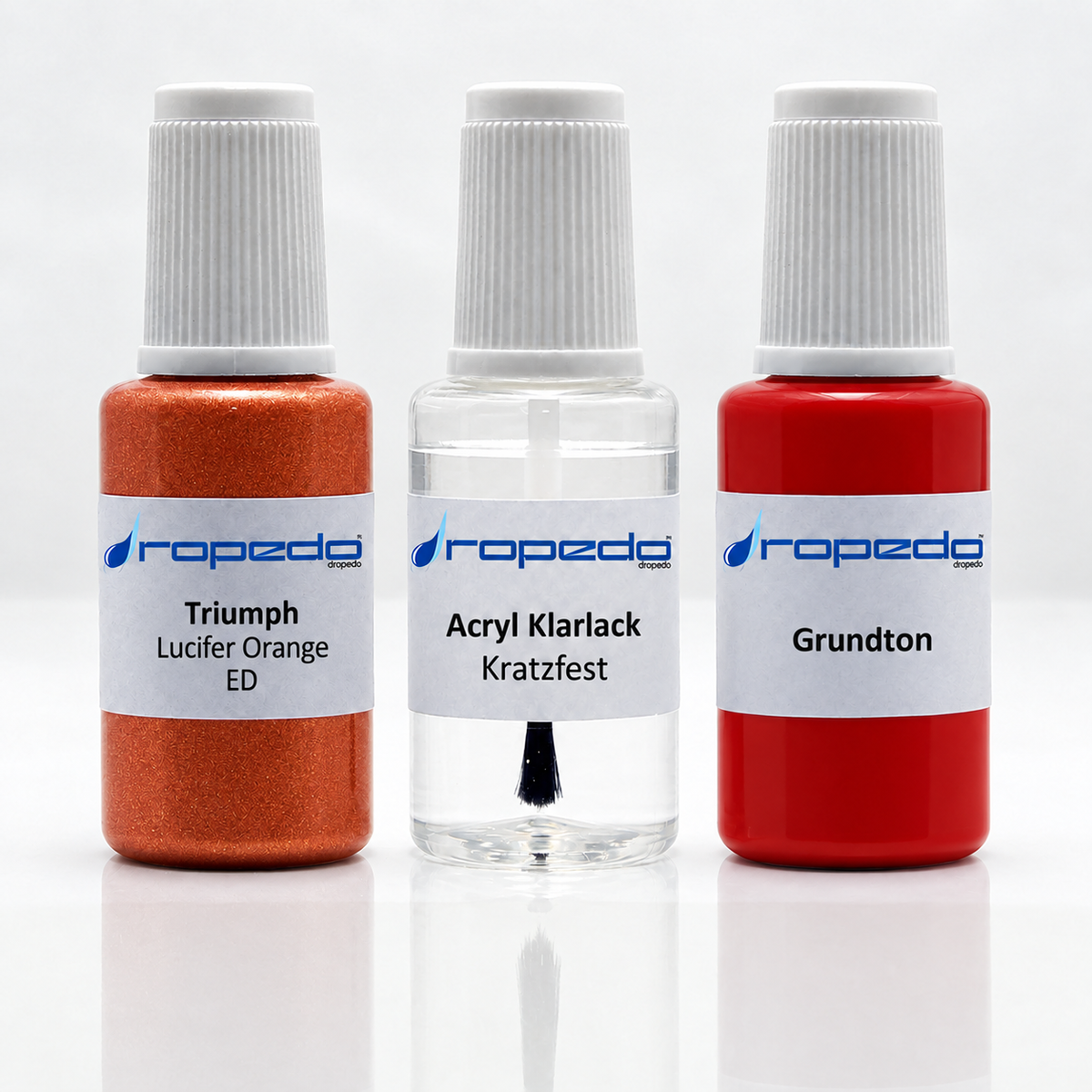 Triumph Motorrad ED Lucifer Orange Lackstift-Set mit Grundton: Basislack, Klarlack und Grundton je 20 ml