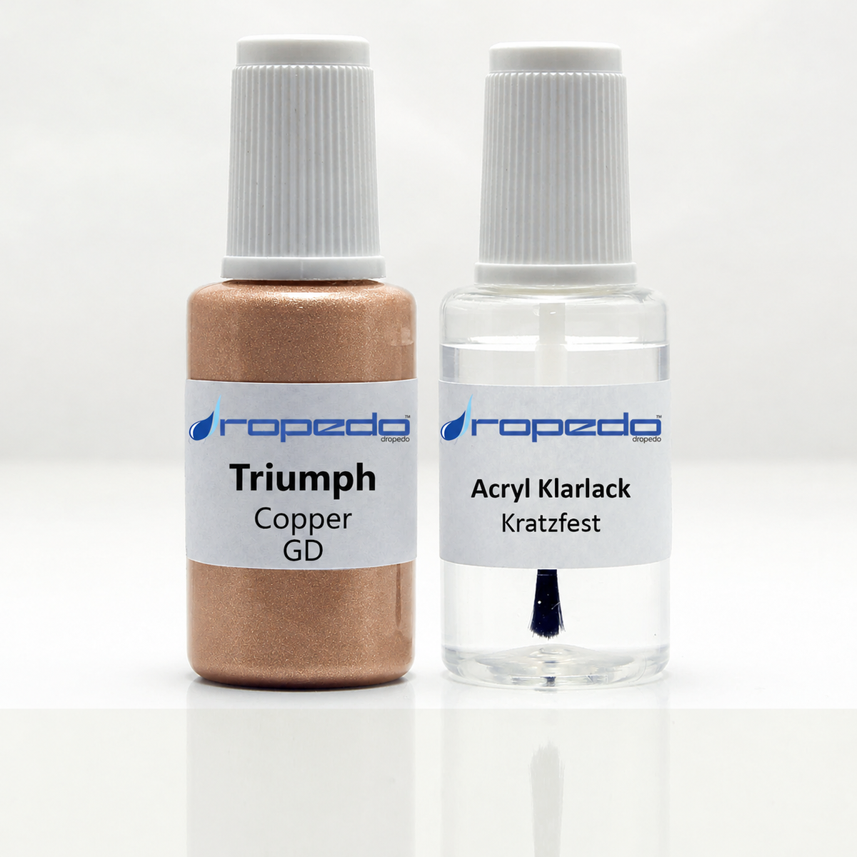 Triumph Motorrad GD Copper Lackstift, 20 ml Basislack und 20 ml Klarlack