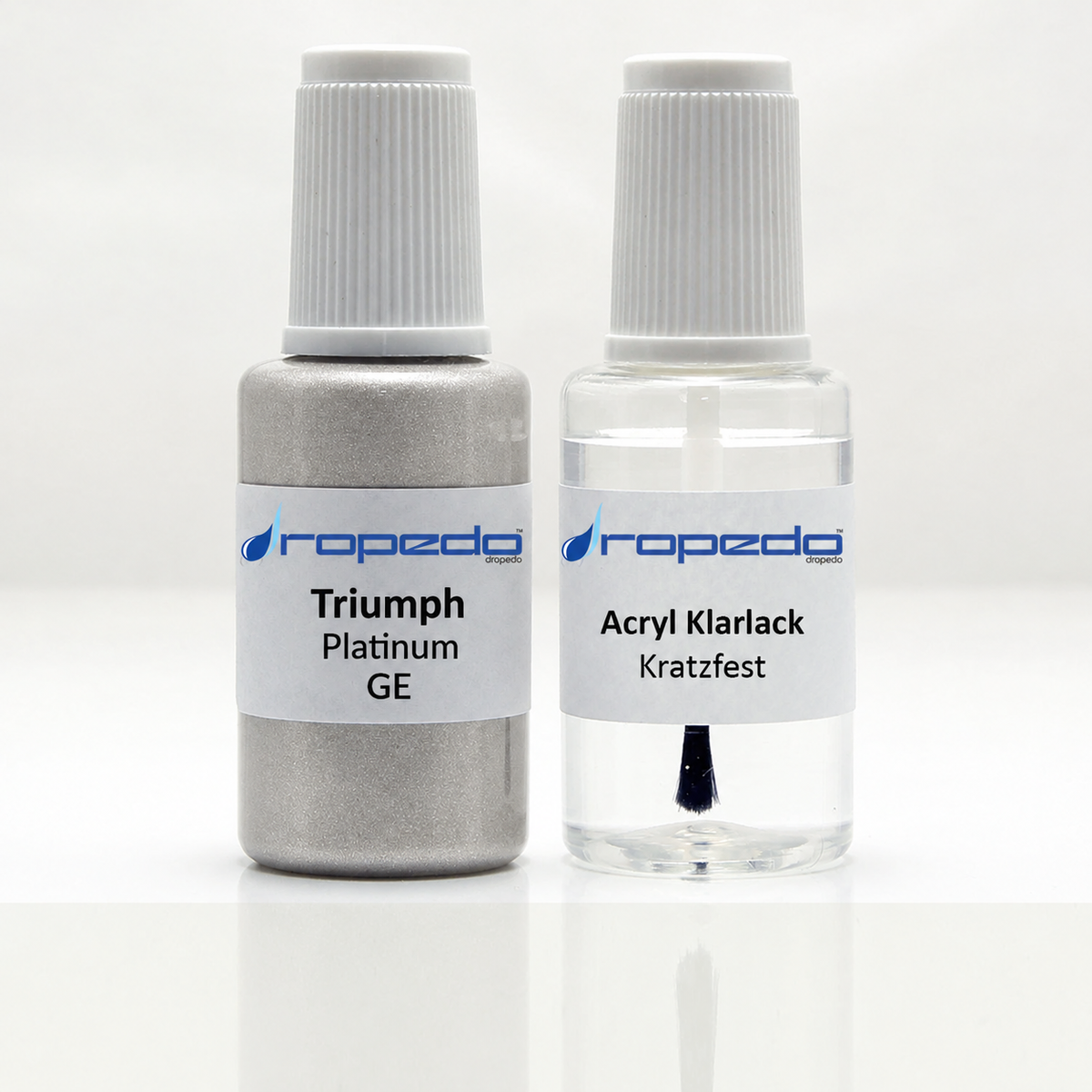 Triumph Motorrad GE Platinum Lackstift, 20 ml Basislack und 20 ml Klarlack