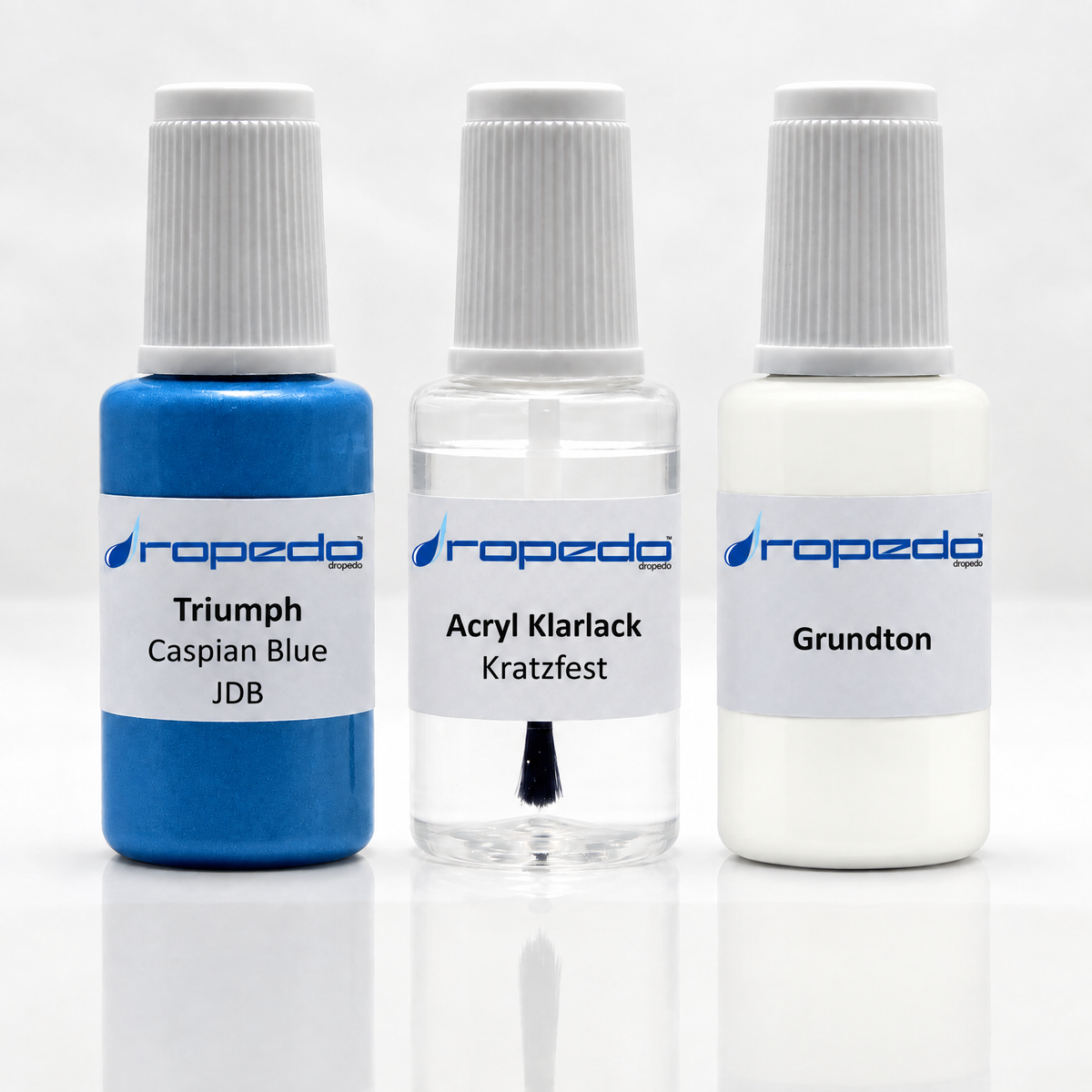 Triumph Motorrad JDB Caspian Blue Lackstift-Set mit Grundton: Basislack, Klarlack und Grundton je 20 ml