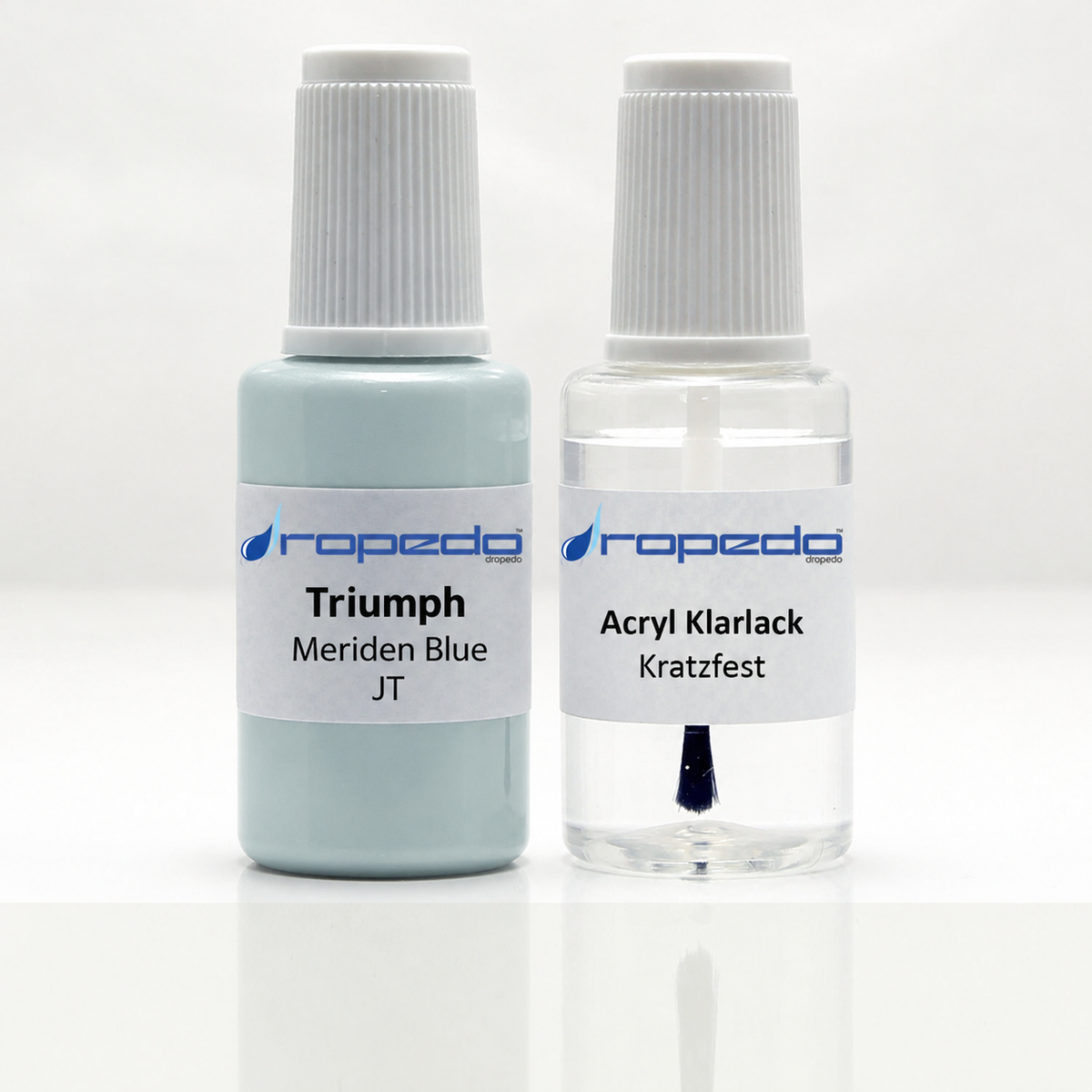 Triumph Motorrad JT Meriden Blue Lackstift, 20 ml Basislack und 20 ml Klarlack
