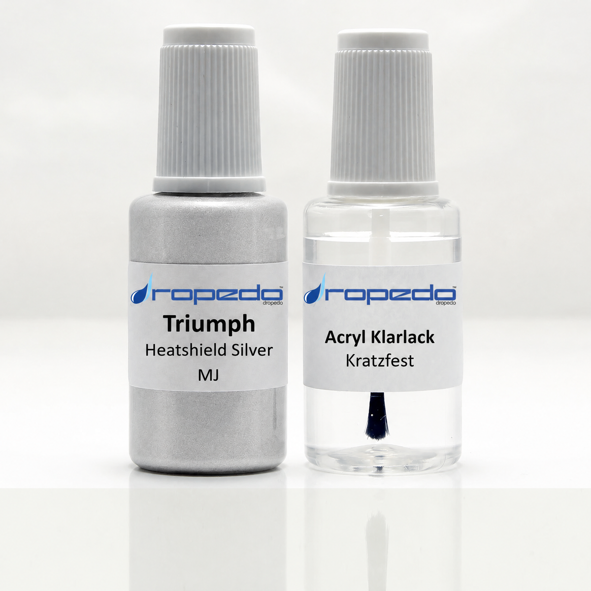 Triumph Motorrad MJ Heatshield Silver Lackstift, 20 ml Basislack und 20 ml Klarlack