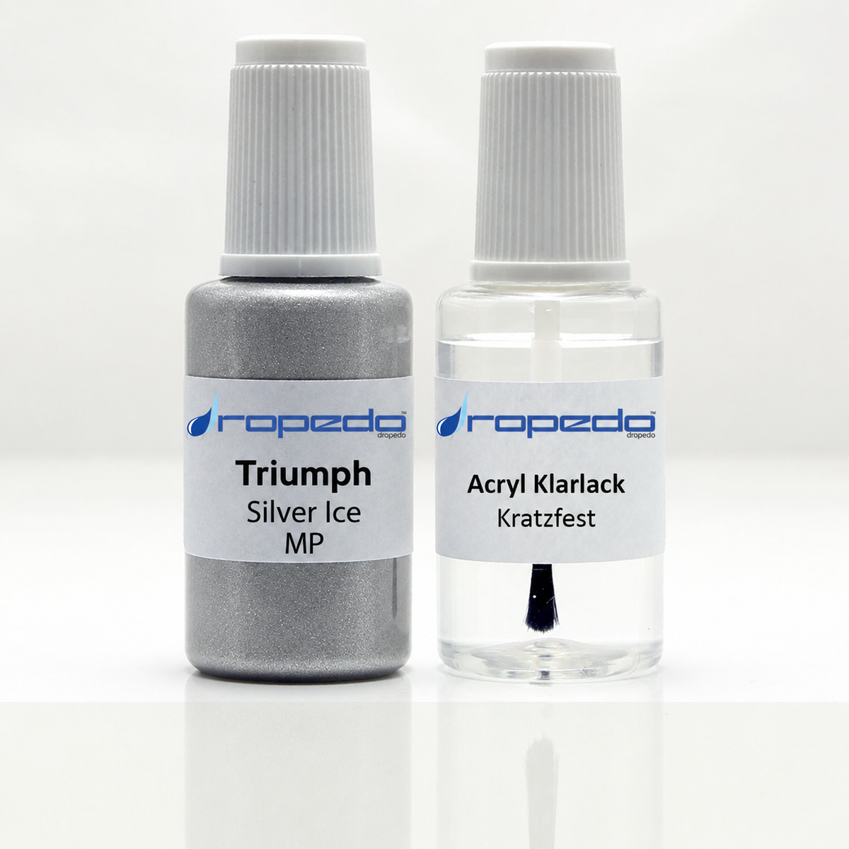 Triumph Motorrad MP Silver Ice Lackstift, 20 ml Basislack und 20 ml Klarlack