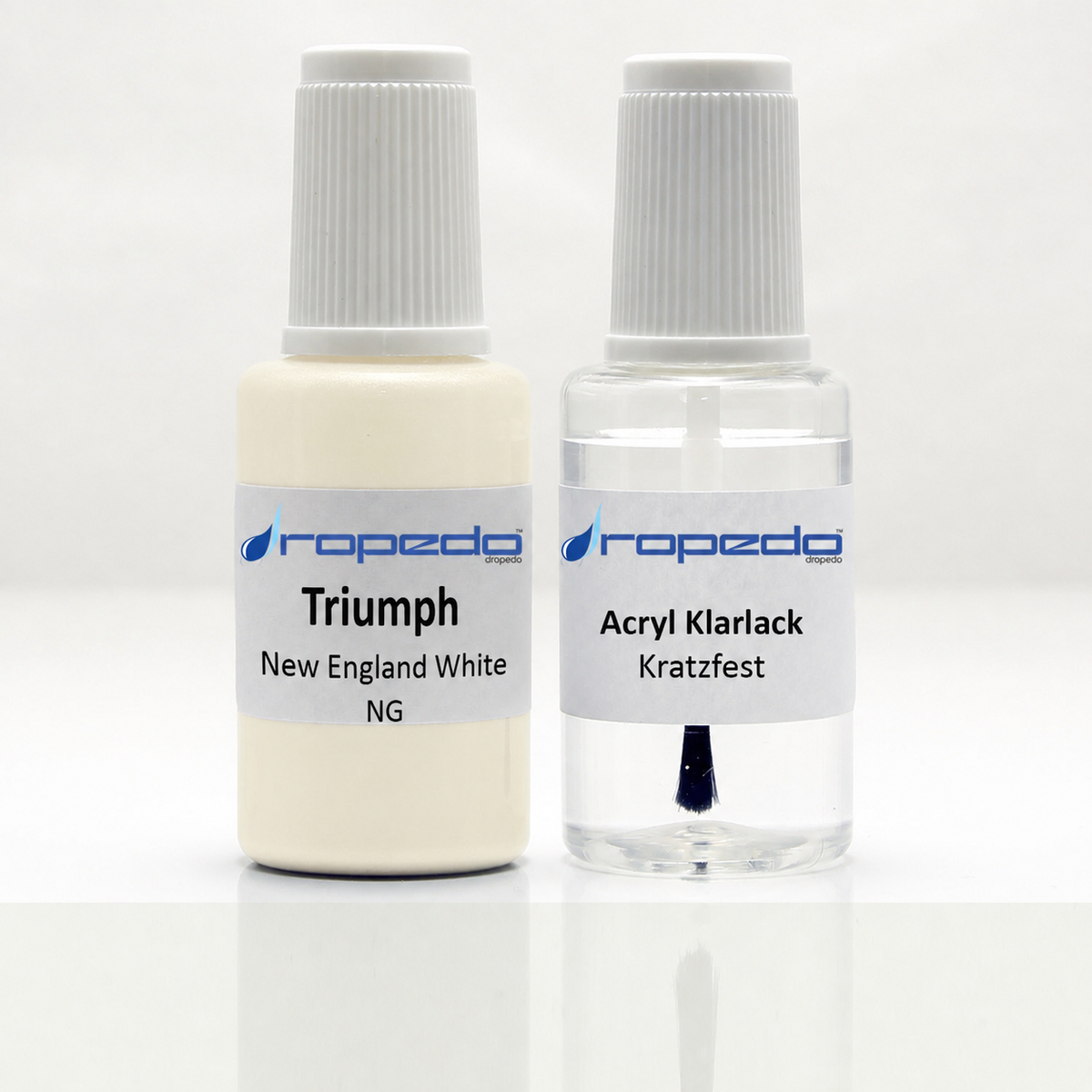 Triumph Motorrad NG New England White Lackstift, 20 ml Basislack und 20 ml Klarlack