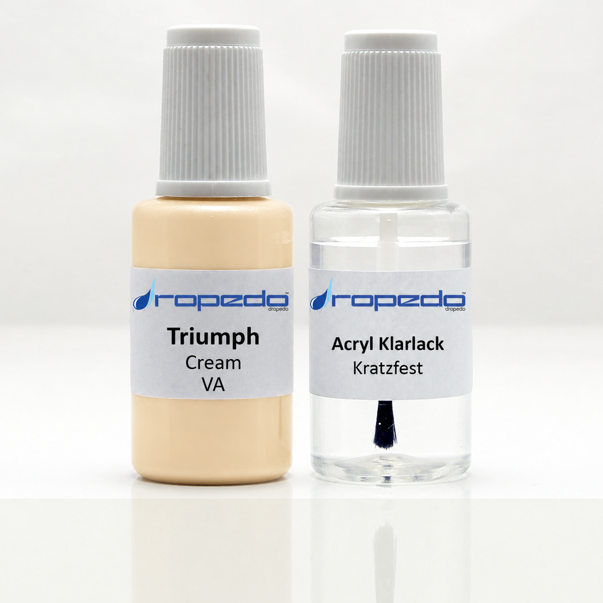 Triumph Motorrad VA Cream Lackstift, 20 ml Basislack und 20 ml Klarlack