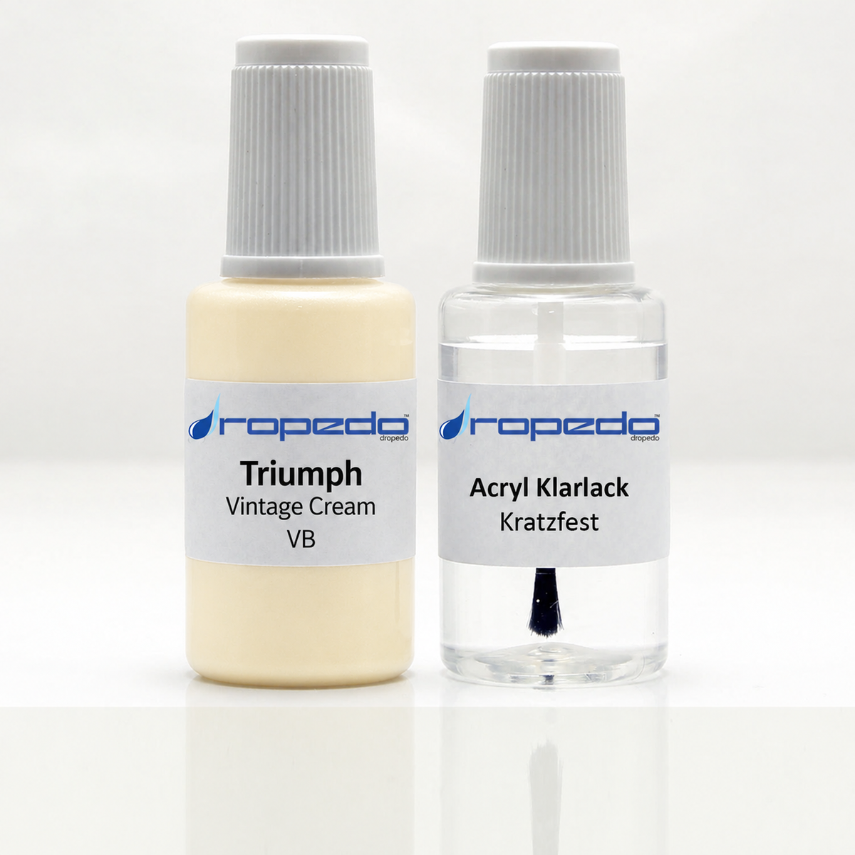 Triumph Motorrad VB Vintage Cream Lackstift, 20 ml Basislack und 20 ml Klarlack