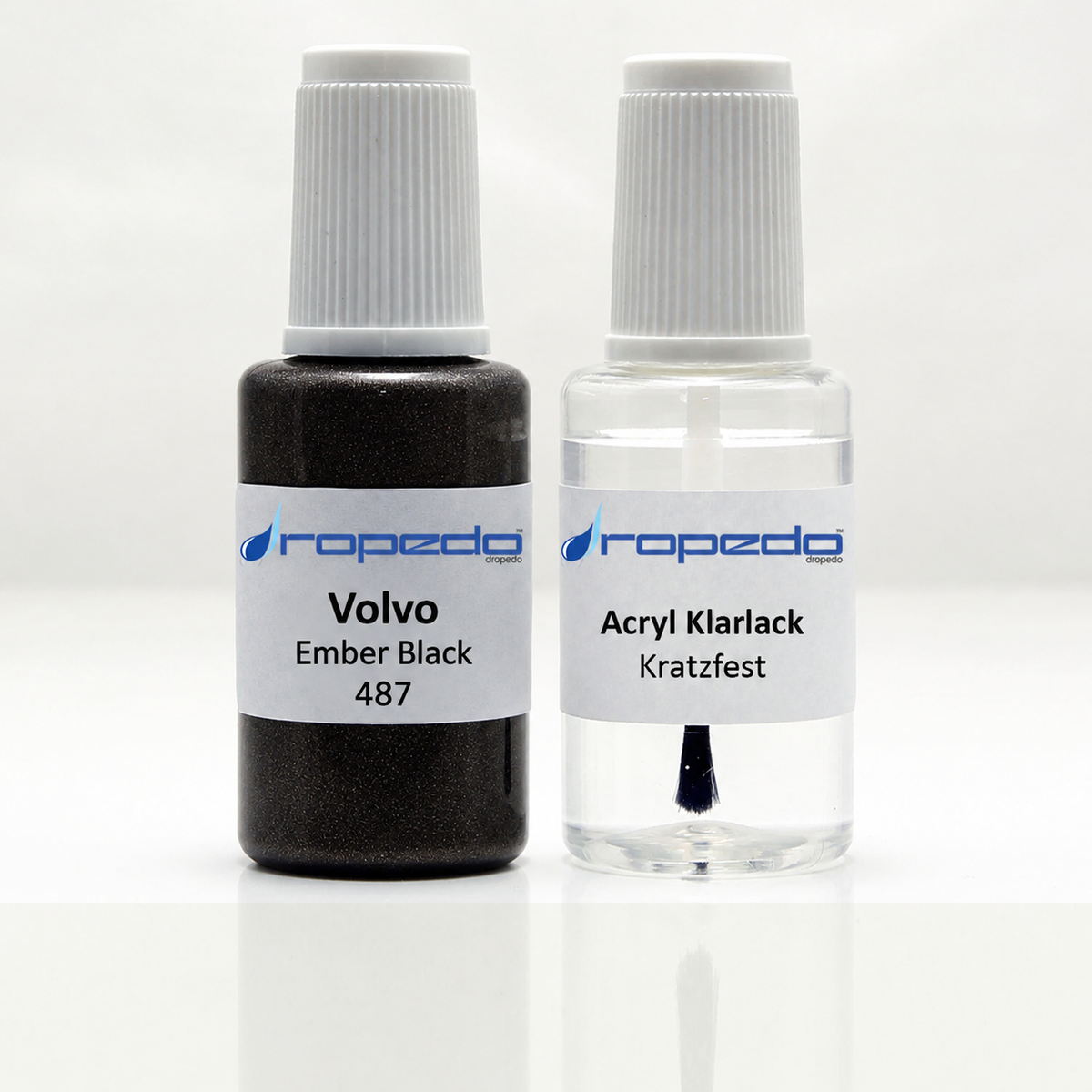 Lackstift-Set für Volvo 487 Ember Black: 20 ml Basislack und 20 ml Klarlack